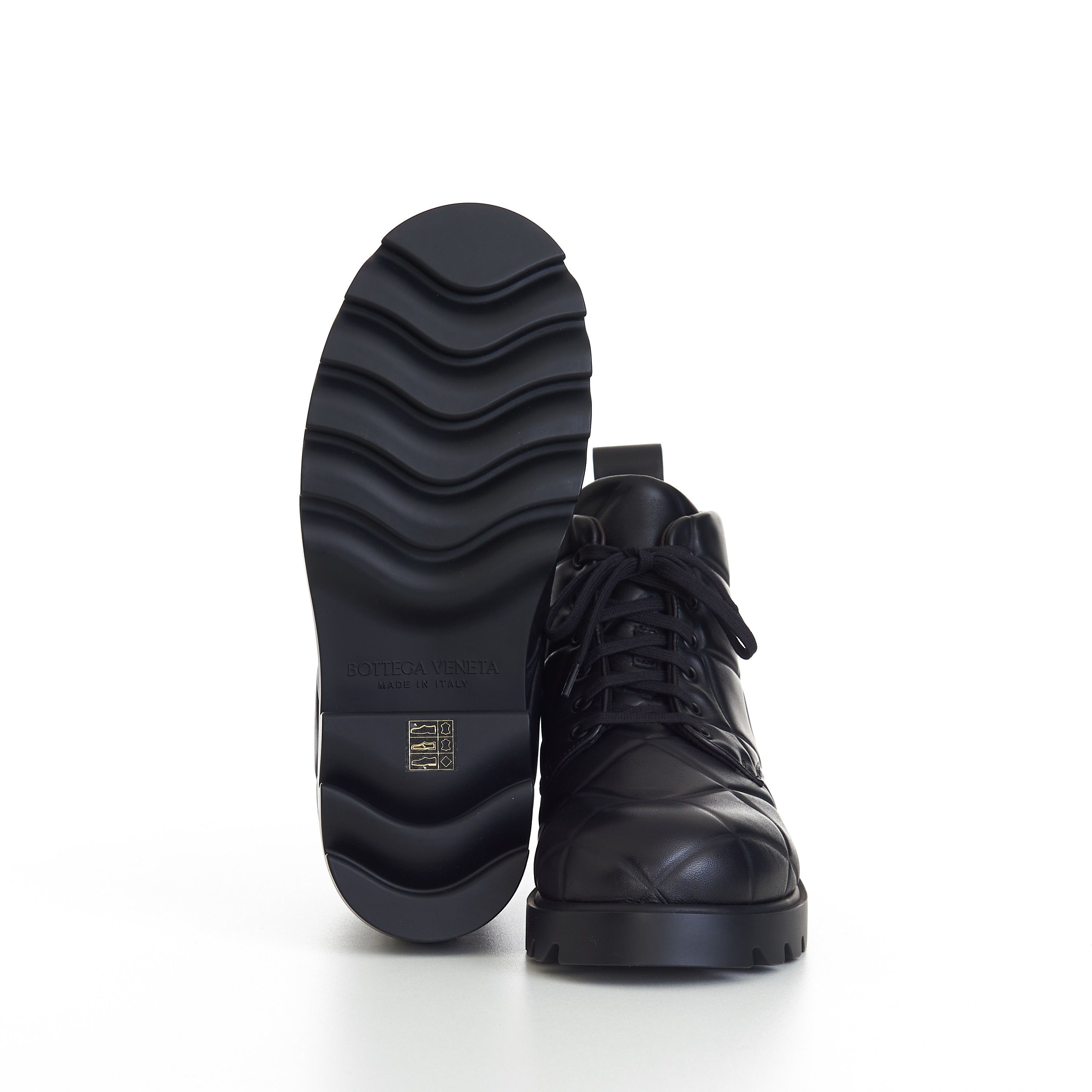 Bottega Veneta "Strut Grid" Lace-up Ankle Boots In Black Padded Leather Size US 11 / EU 44 - 10 Thumbnail