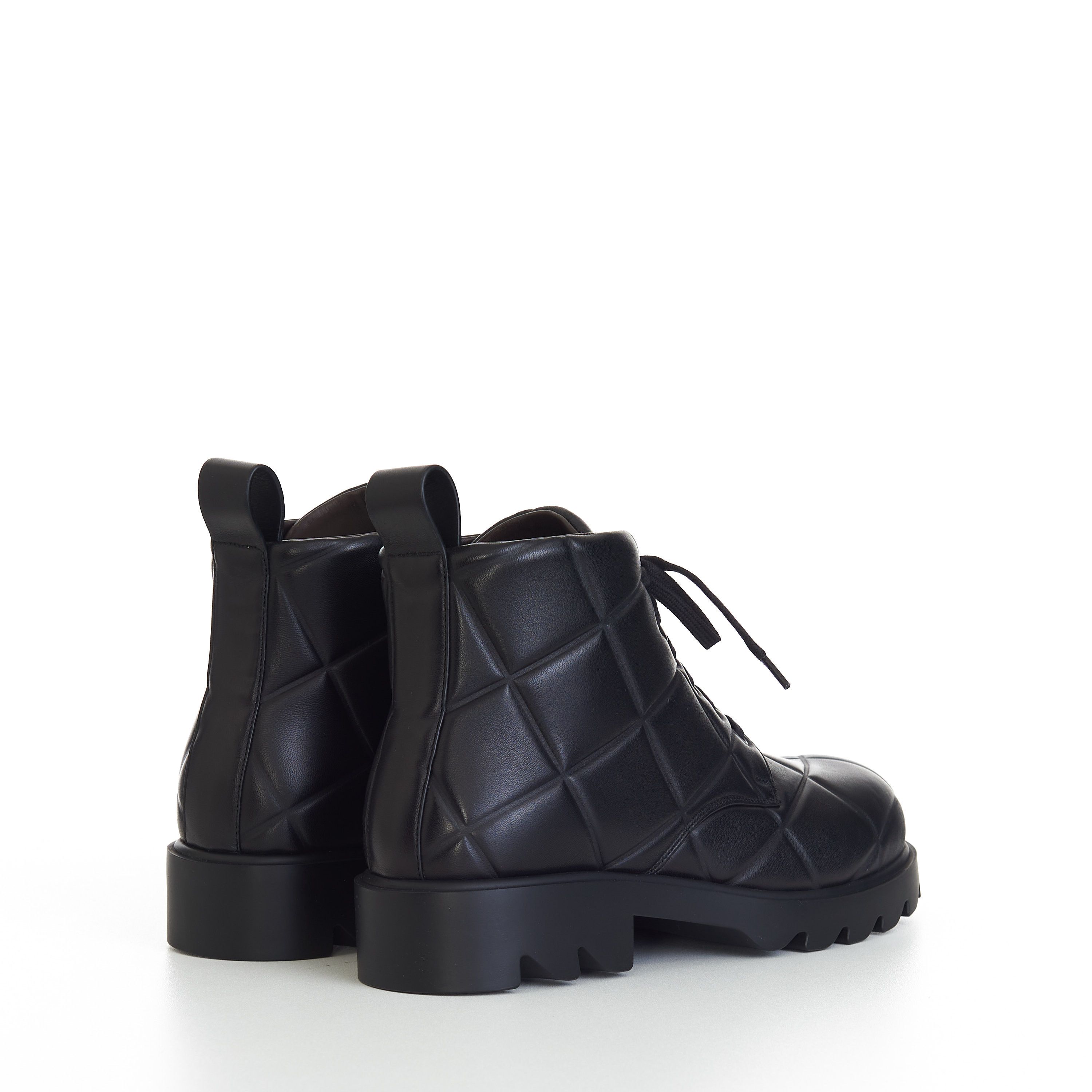 Bottega Veneta "Strut Grid" Lace-up Ankle Boots In Black Padded Leather Size US 11 / EU 44 - 8 Thumbnail