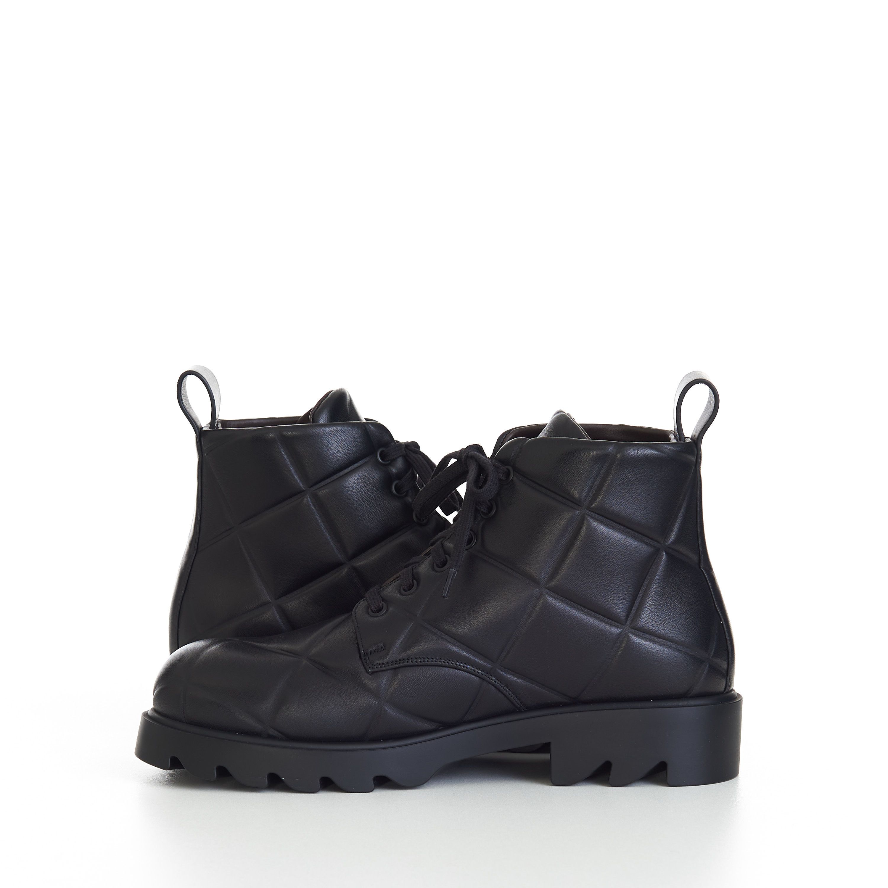 Bottega Veneta "Strut Grid" Lace-up Ankle Boots In Black Padded Leather Size US 11 / EU 44 - 9 Thumbnail