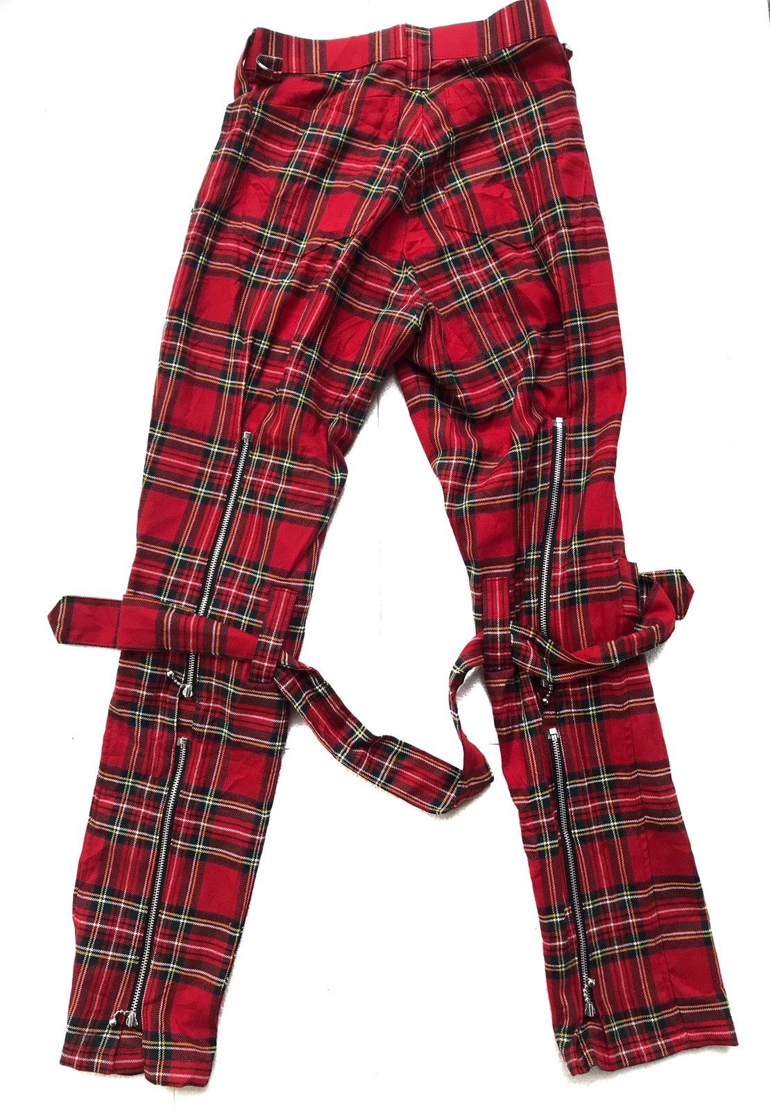 image of Seditionaries Made In Japan Checkered Zipper Punk Bondage Pants in Red Tartan, Men's (Size 26)