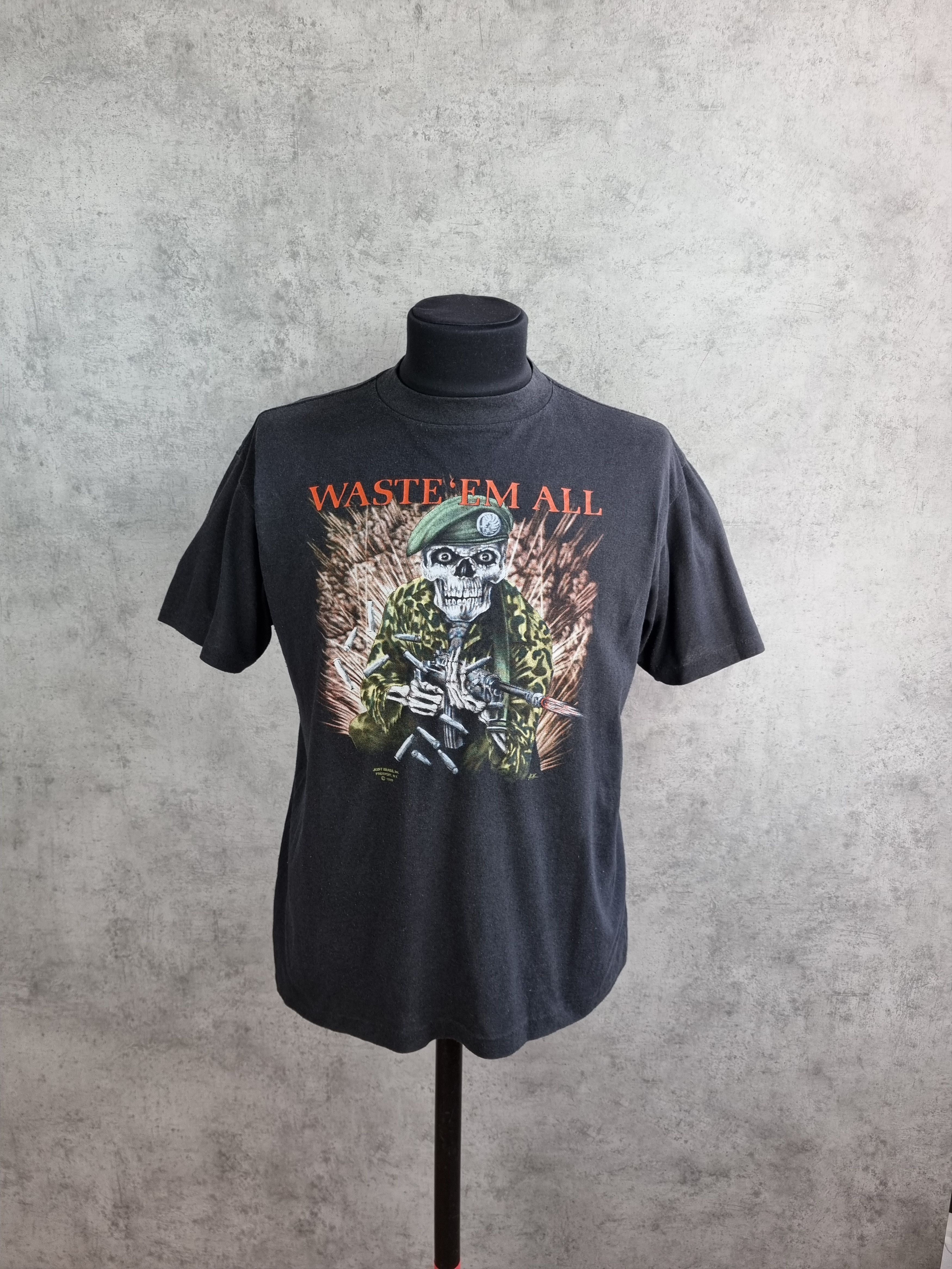 Harley Davidson × Vintage 1987 3D EMBLEM Single Stitch Waste'em All Vintage Tee Shirt Size US L / EU 52-54 / 3 - 1 Thumbnail
