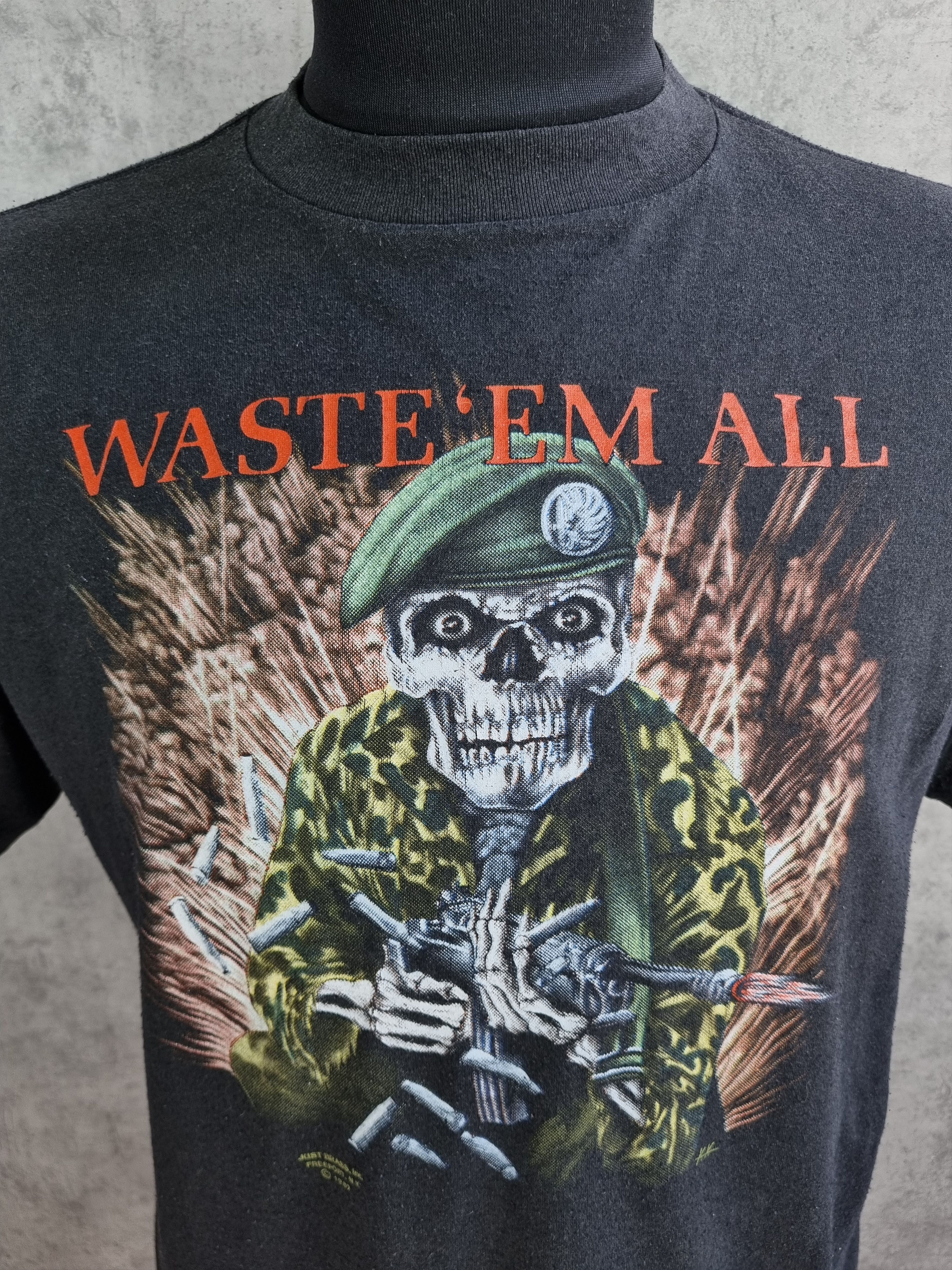 Harley Davidson × Vintage 1987 3D EMBLEM Single Stitch Waste'em All Vintage Tee Shirt Size US L / EU 52-54 / 3 - 5 Thumbnail