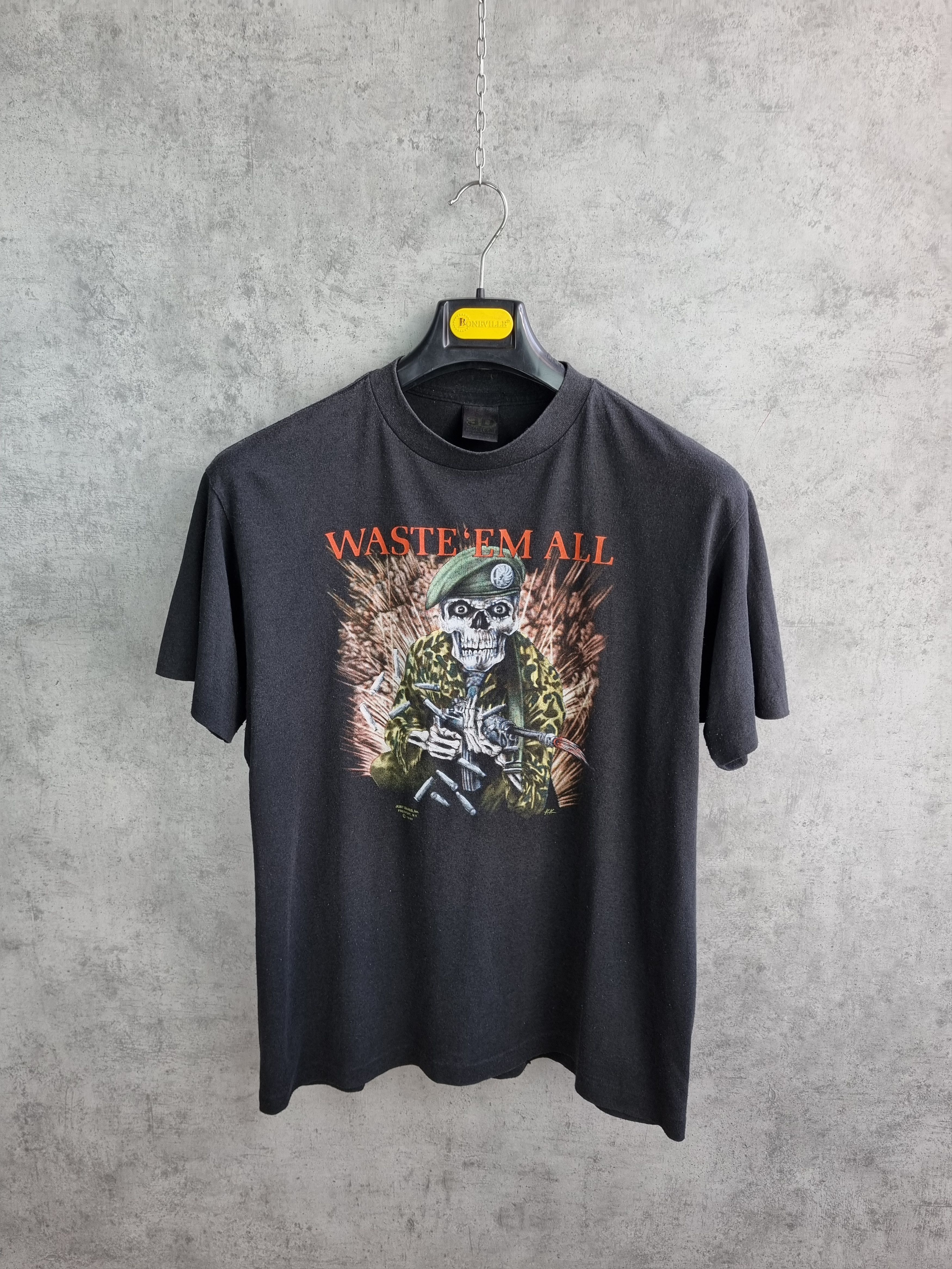 Harley Davidson × Vintage 1987 3D EMBLEM Single Stitch Waste'em All Vintage Tee Shirt Size US L / EU 52-54 / 3 - 12 Thumbnail