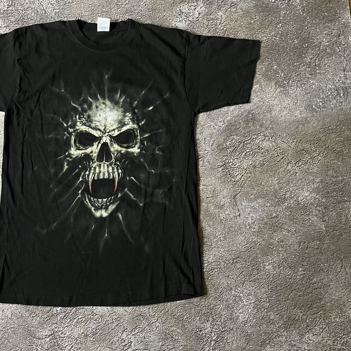 Vintage Vintage Y2K Skull Graphic Tee Dark Horror Grunge Streetwear Size US L / EU 52-54 / 3 - 3 Thumbnail