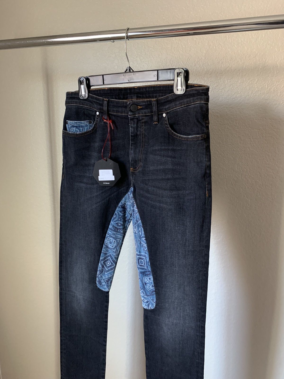 Alchemist $500 Ringo Bandana Paisley Skinny Denim Jeans Size US 38 / EU 54 - 2 Thumbnail