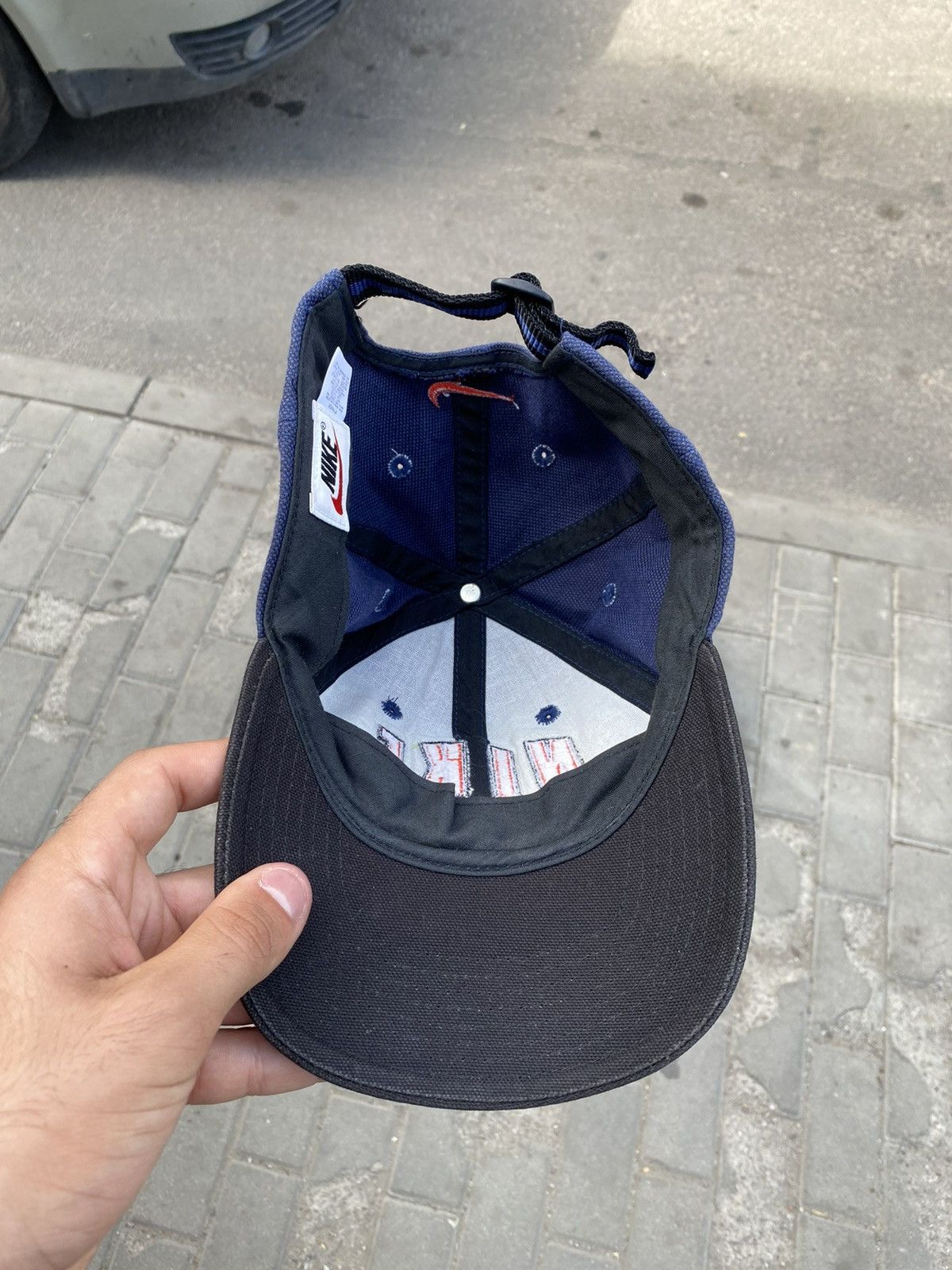 Nike × Vintage Mens Vintage Nike big logo Cap streetwear y2k rare drill 90s Size ONE SIZE - 7 Thumbnail