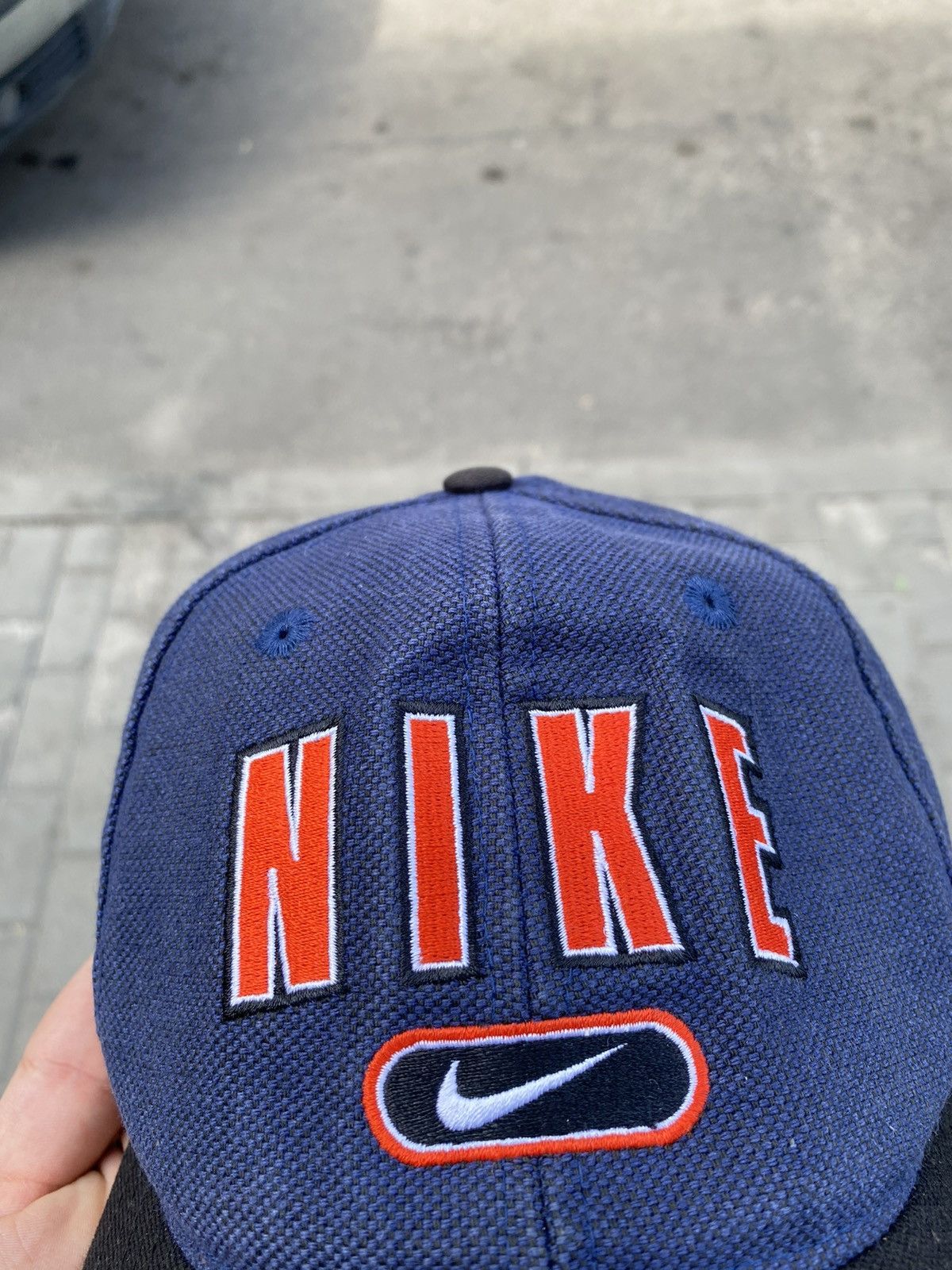 Nike × Vintage Mens Vintage Nike big logo Cap streetwear y2k rare drill 90s Size ONE SIZE - 2 Thumbnail