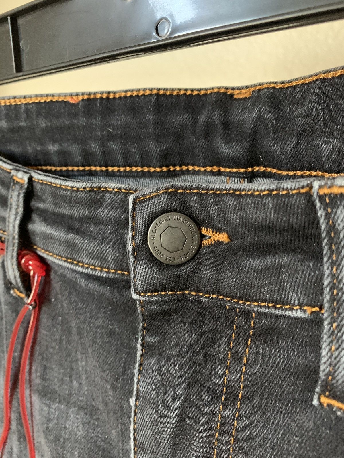 Alchemist $500 Red Bandana Paisley Skinny Denim Jeans Size US 29 - 3 Thumbnail