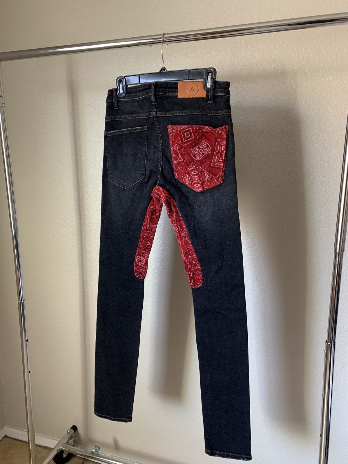 Alchemist $500 Red Bandana Paisley Skinny Denim Jeans Size US 29 - 5 Thumbnail