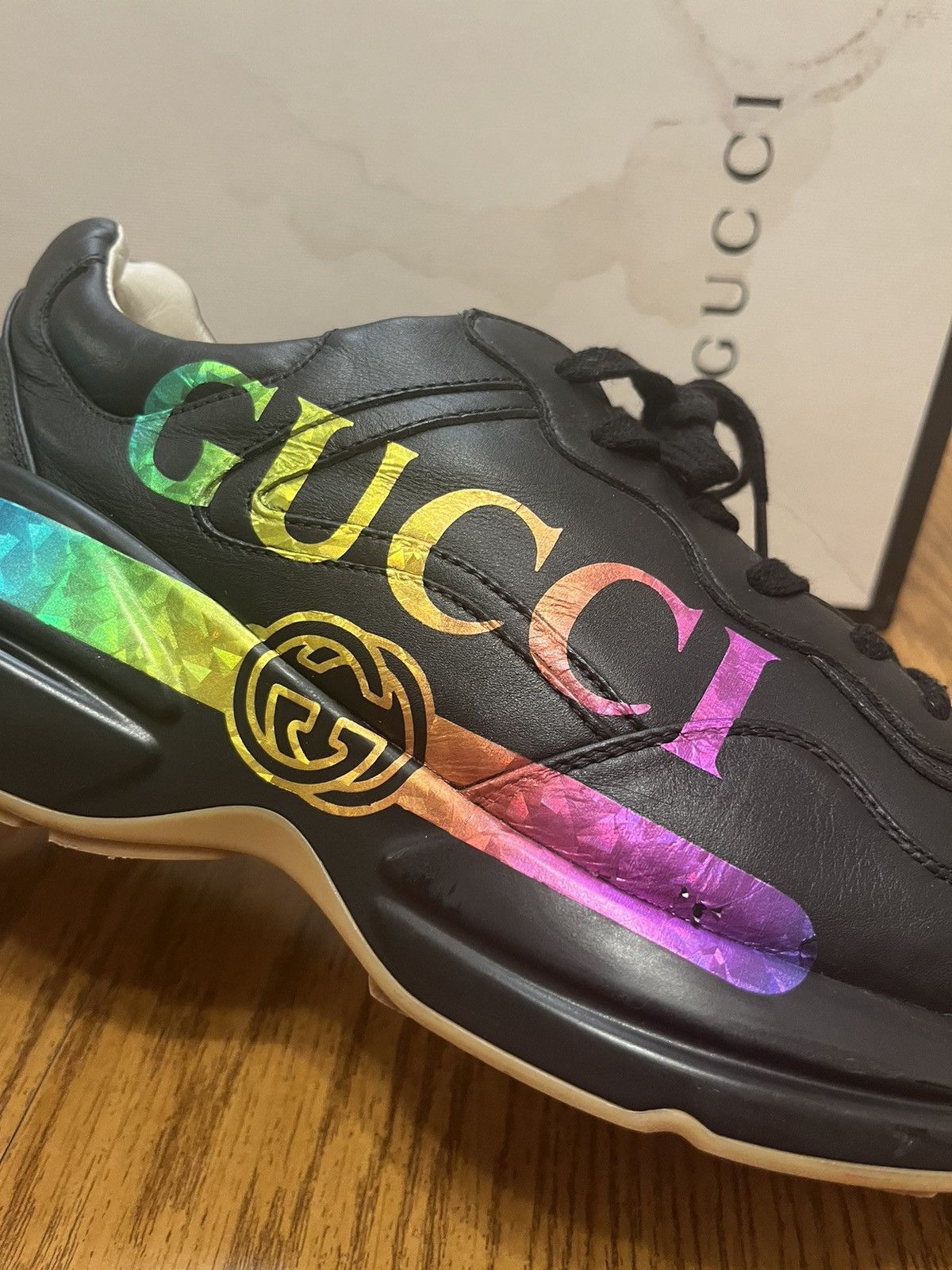 Gucci Gucci Rhyton Iridescent Logo Sneaker Size US 12 / EU 45 - 10 Thumbnail