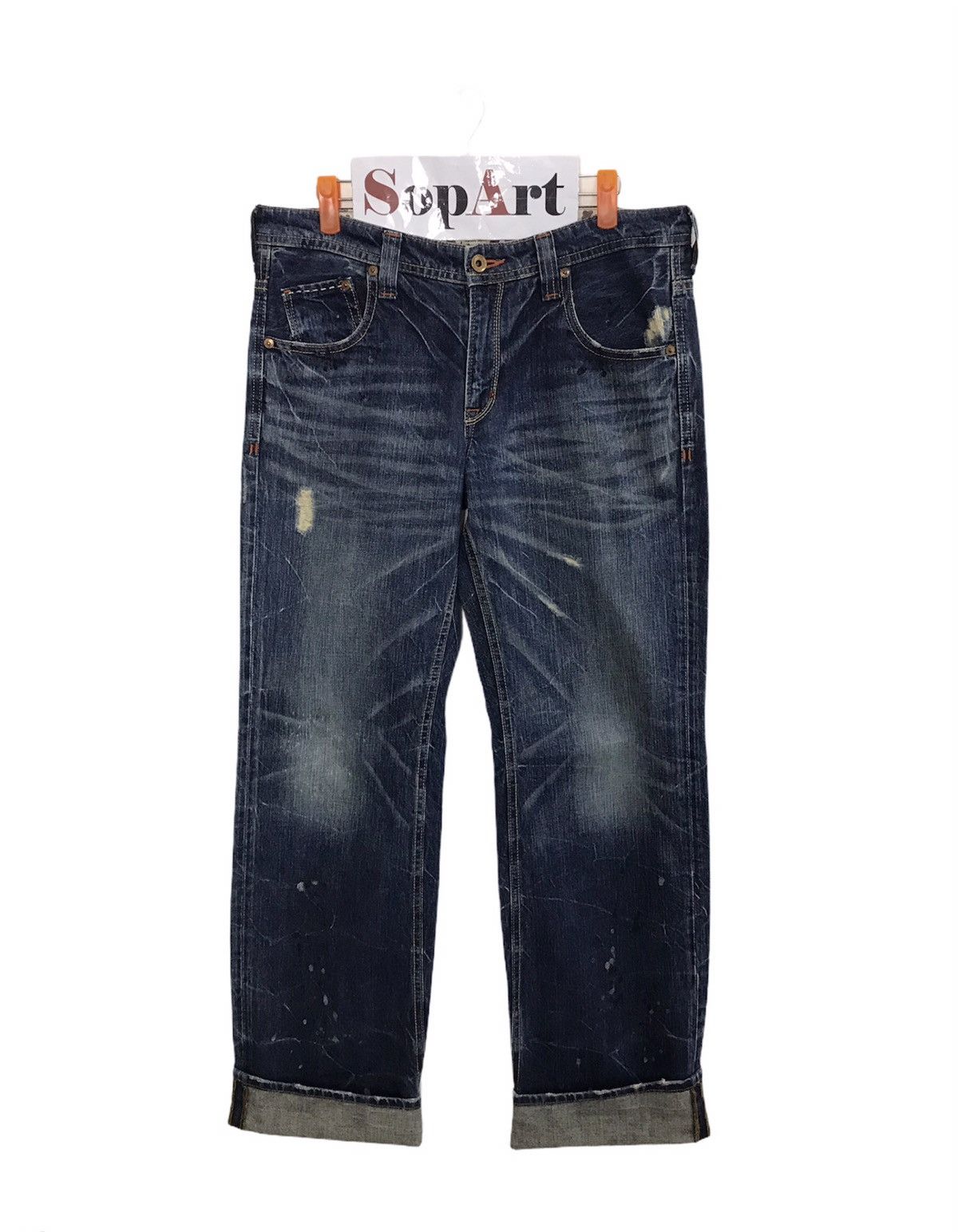 image of Distressed Denim x Vintage Brappers Distressed Design Unisex Denim Jeans in Blue, Men's (Size 33)