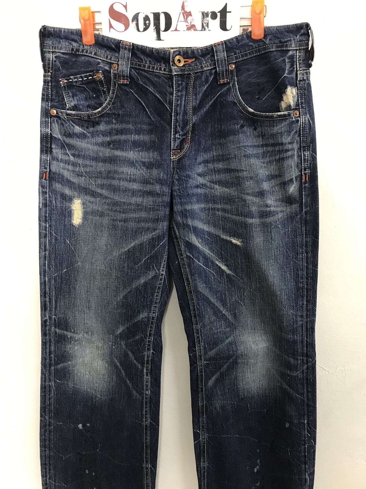 Japanese Brand × Vintage Rare Brappers Distressed Design Unisex Denim Jeans Size US 33 - 3 Thumbnail