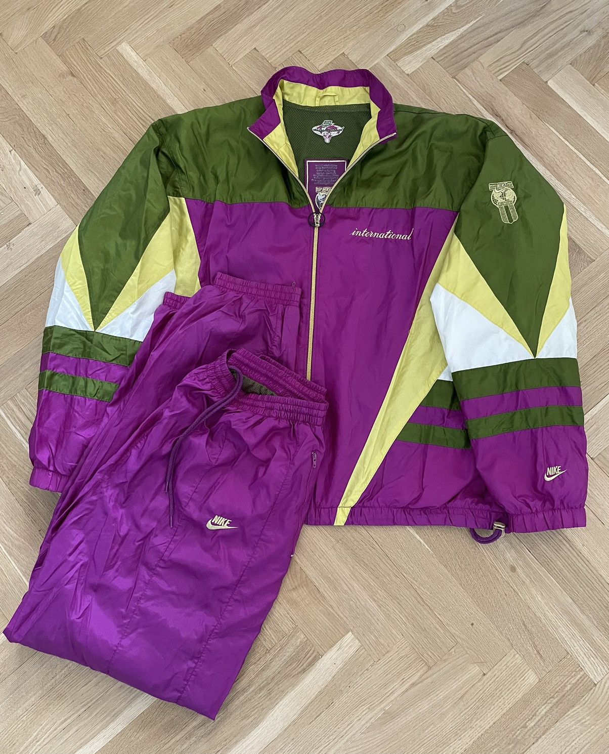 image of Made In USA x Nike Vintage 90's Nike International Track Suit Full Set Purple, Men's (Size XL)