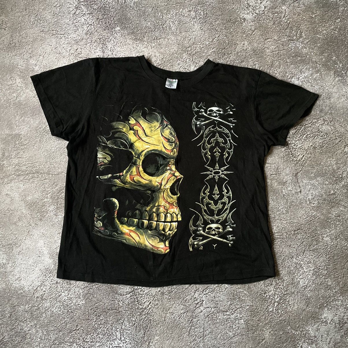 Vintage Vintage Y2K Goth Skull Graphic Tee Black Oversized Faded M Size US M / EU 48-50 / 2 - 2 Thumbnail