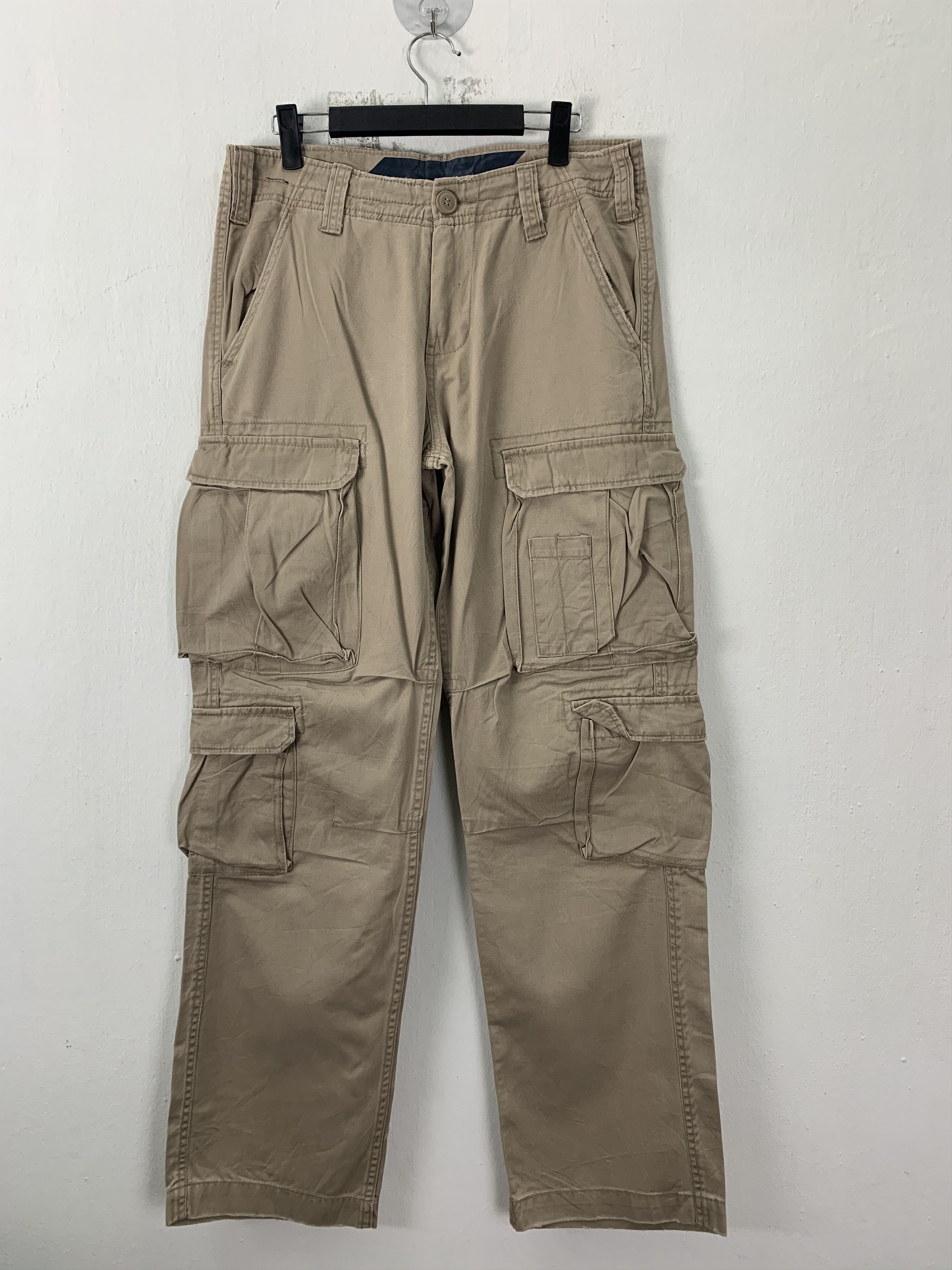 Image of Cargo Pants Multipocket Streetwear 8 Pocket Vintage Pants in Khaki, Men's (Size 31)