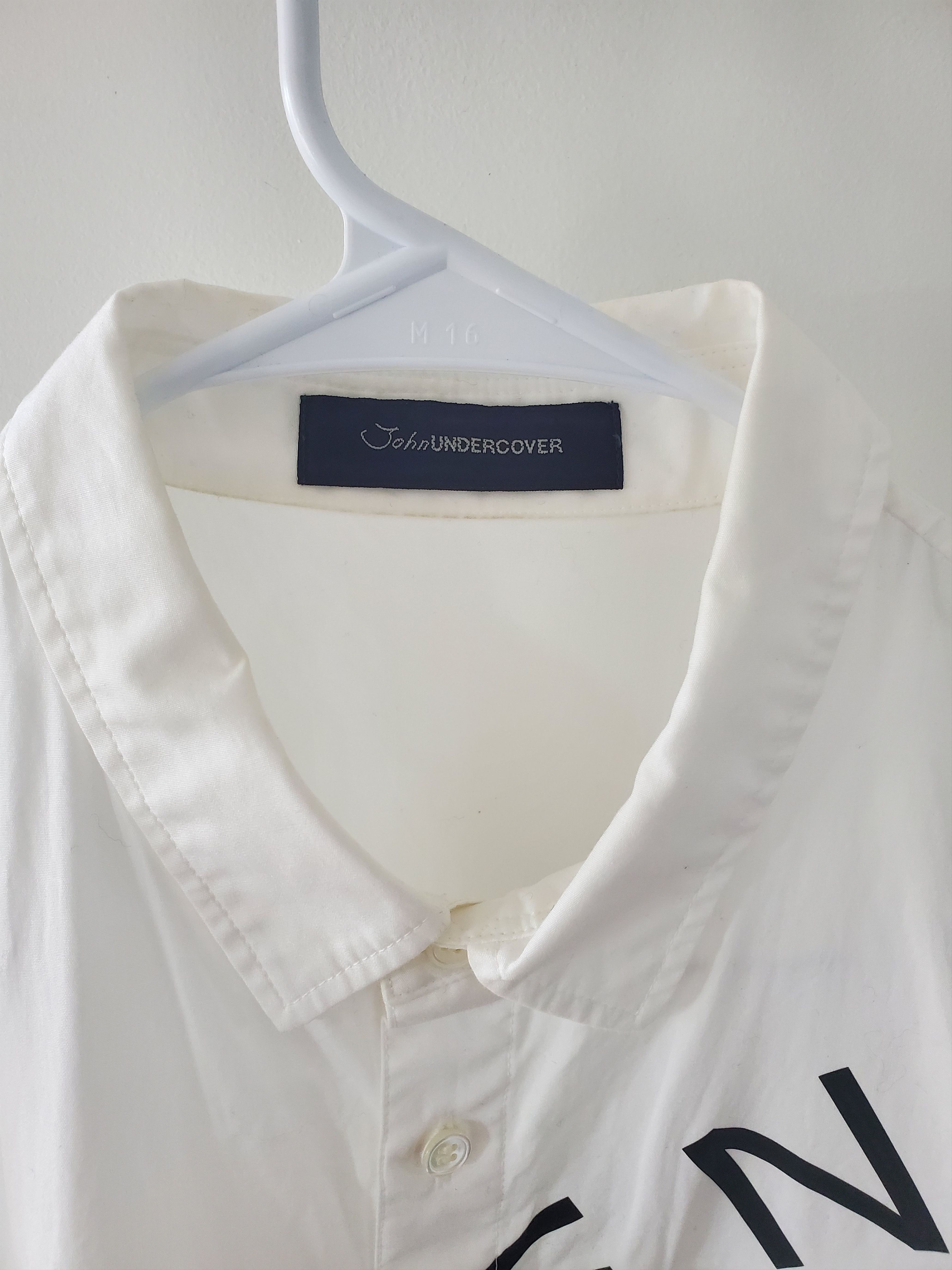 John Undercover "PSYLENCE" White Cotton Shirt Size US M / EU 48-50 / 2 - 5 Thumbnail