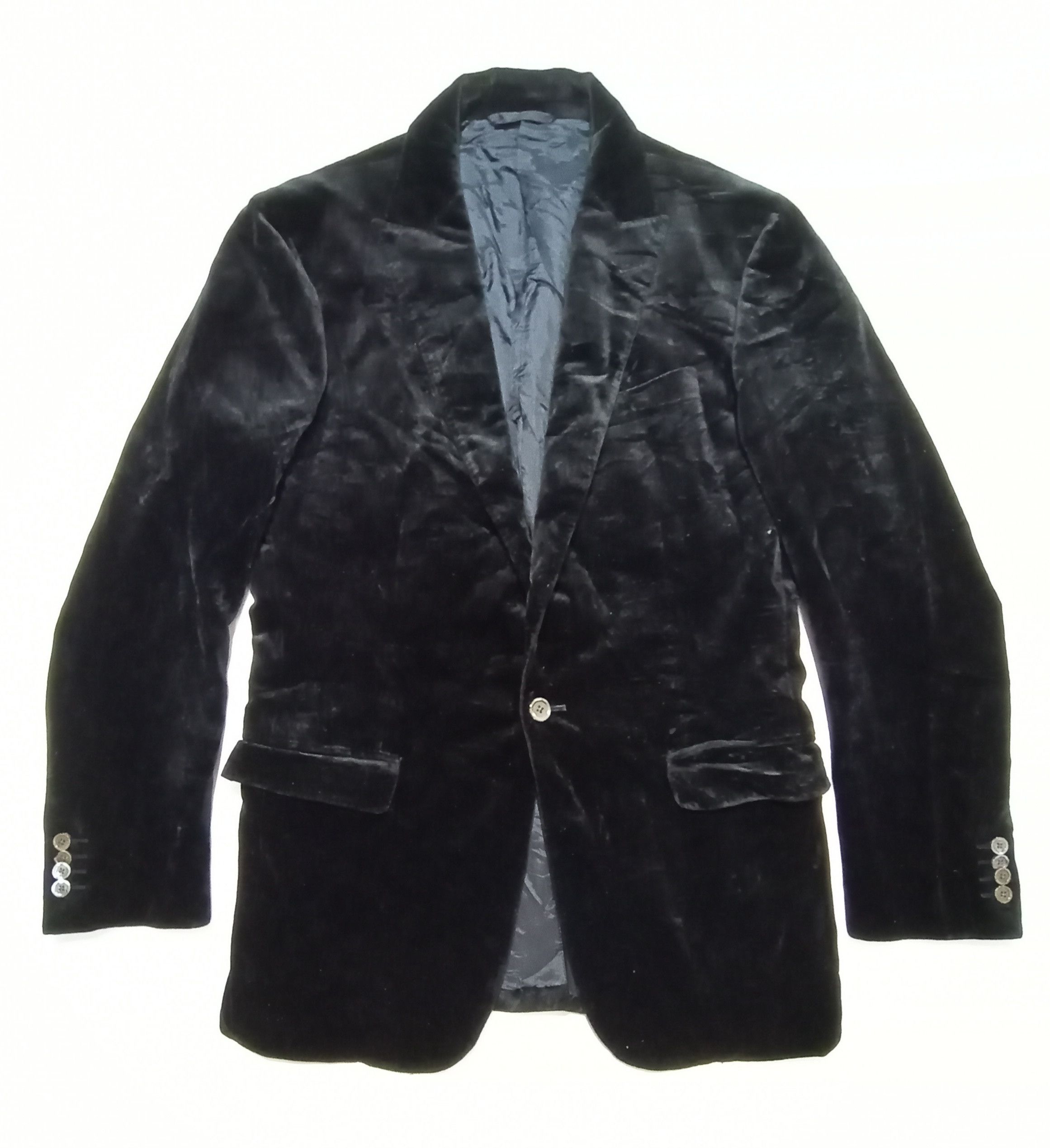 Designer Ships Girmes Special Textile Black Valvet Coat With Pocket Size 44L - 1 Thumbnail
