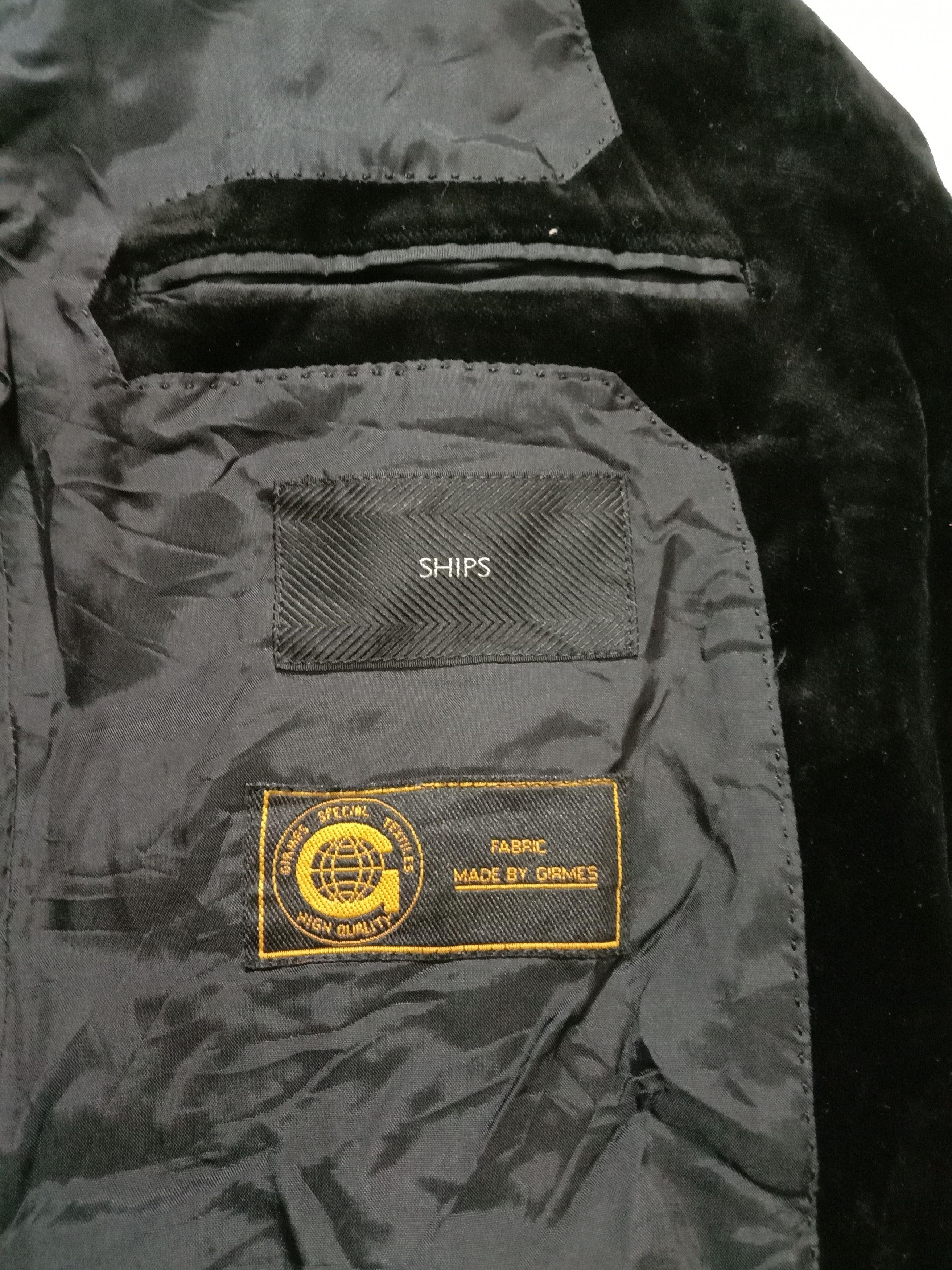 Designer Ships Girmes Special Textile Black Valvet Coat With Pocket Size 44L - 2 Thumbnail