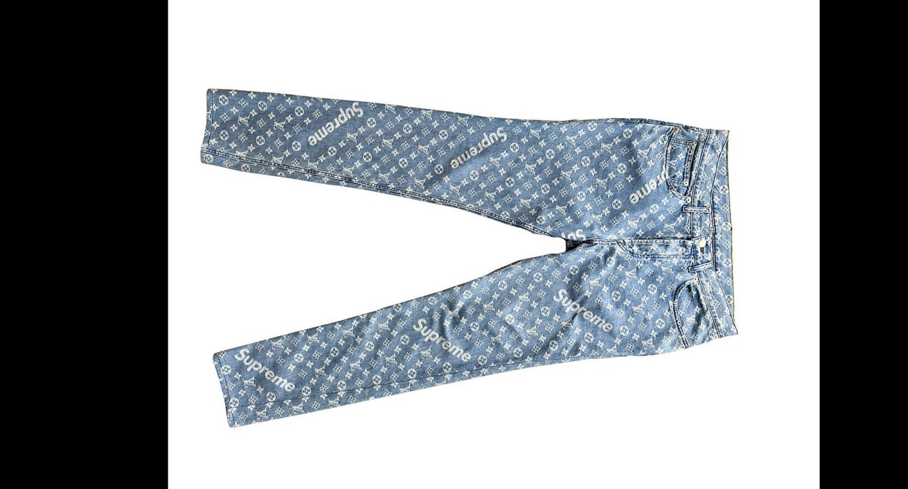 Supreme x Louis Vuitton Jacquard Denim 5-Pocket Jean Blue Men's