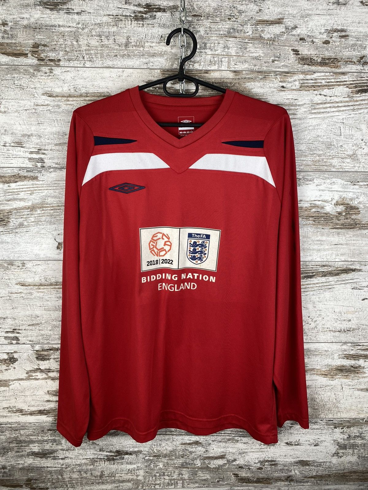 Nike Mens Vintage Umbro BIDDING NATION ENGLAND Longsleeve T Shirt Size US L / EU 52-54 / 3 - 1 Thumbnail