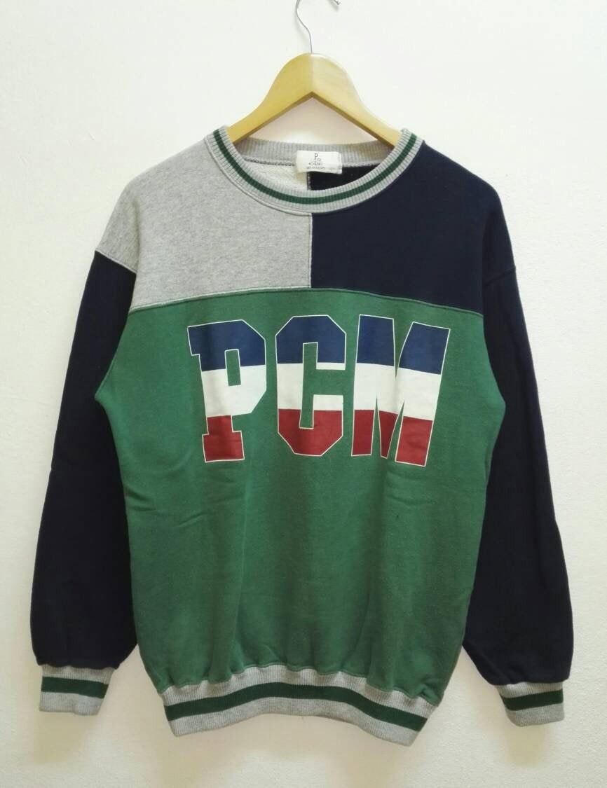 image of Sweatshirt Polo Club Members Colour Block Big Logo(Ss080) in Green Blue Gray, Men's (Size Large)