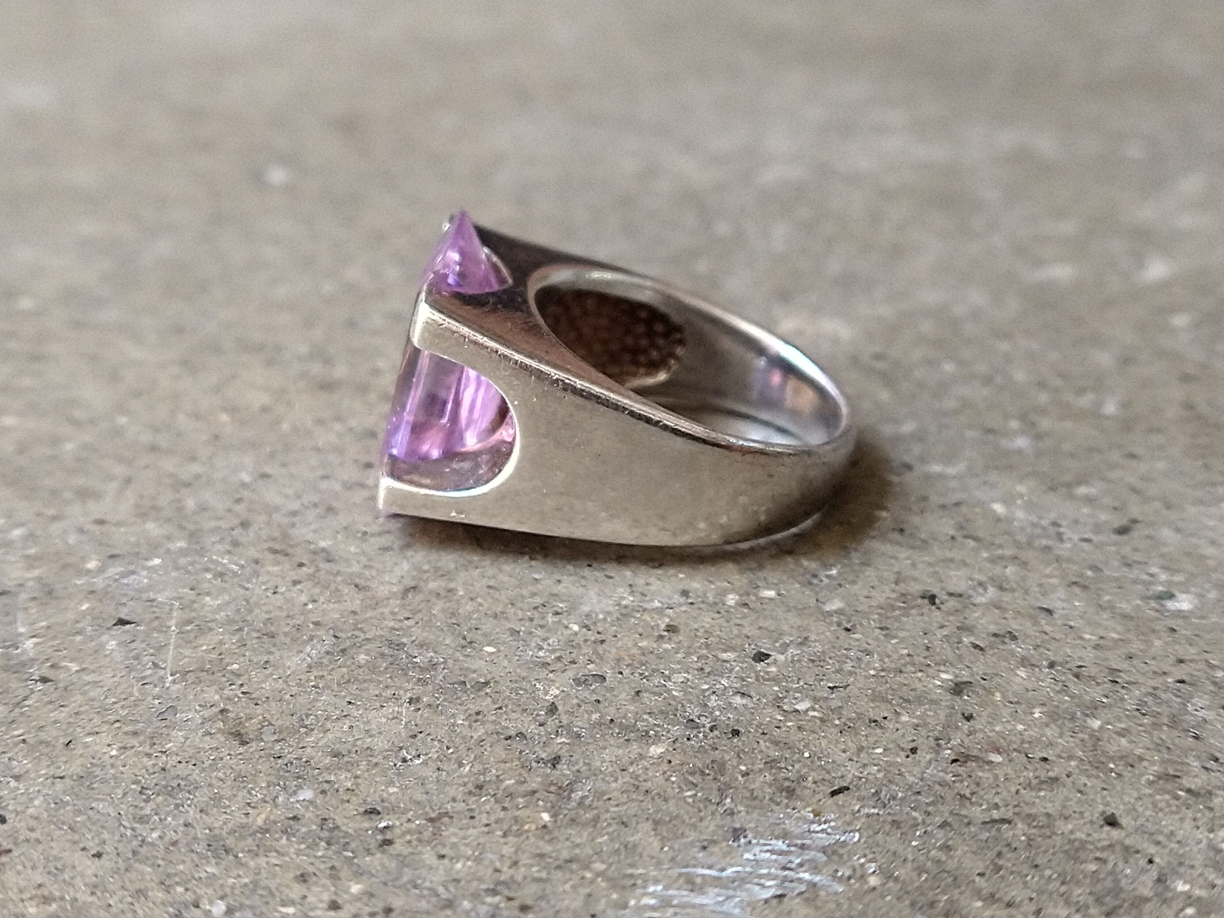 Jewelry Sterling Silver Ring 7.75 Purple CZ Emerald Cut Rectangle Size ONE SIZE - 4 Thumbnail