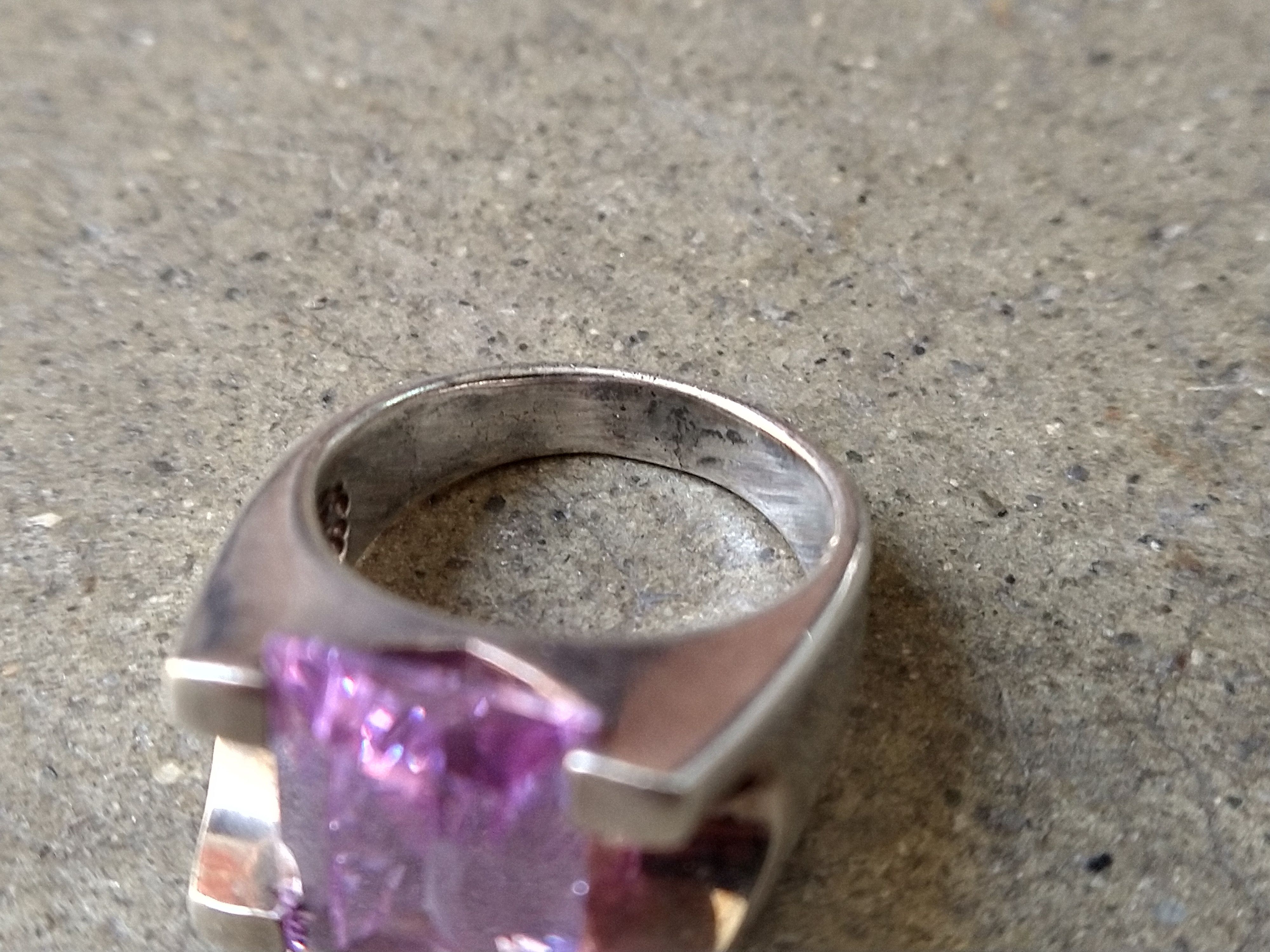 Jewelry Sterling Silver Ring 7.75 Purple CZ Emerald Cut Rectangle Size ONE SIZE - 11 Thumbnail