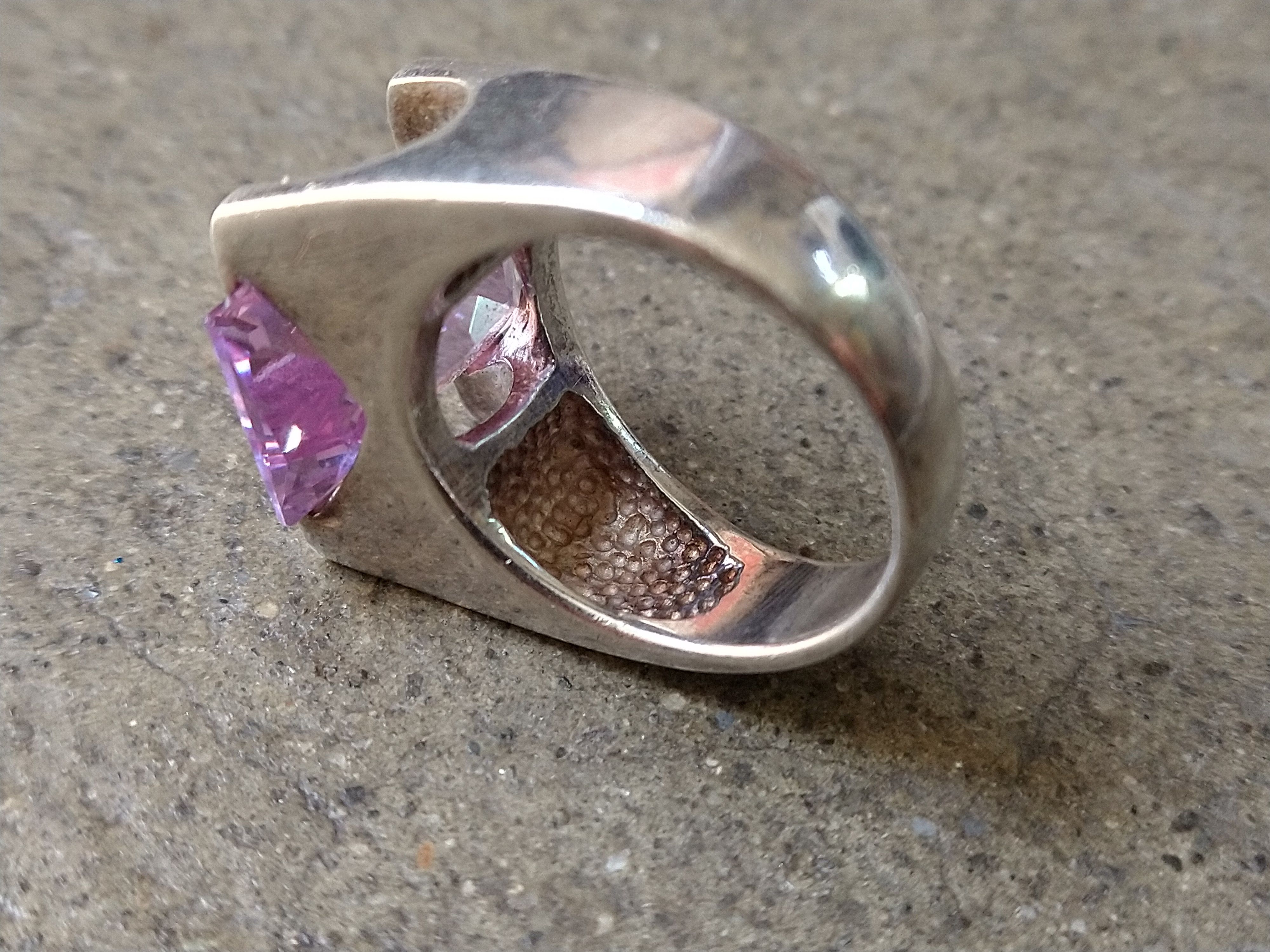 Jewelry Sterling Silver Ring 7.75 Purple CZ Emerald Cut Rectangle Size ONE SIZE - 10 Thumbnail