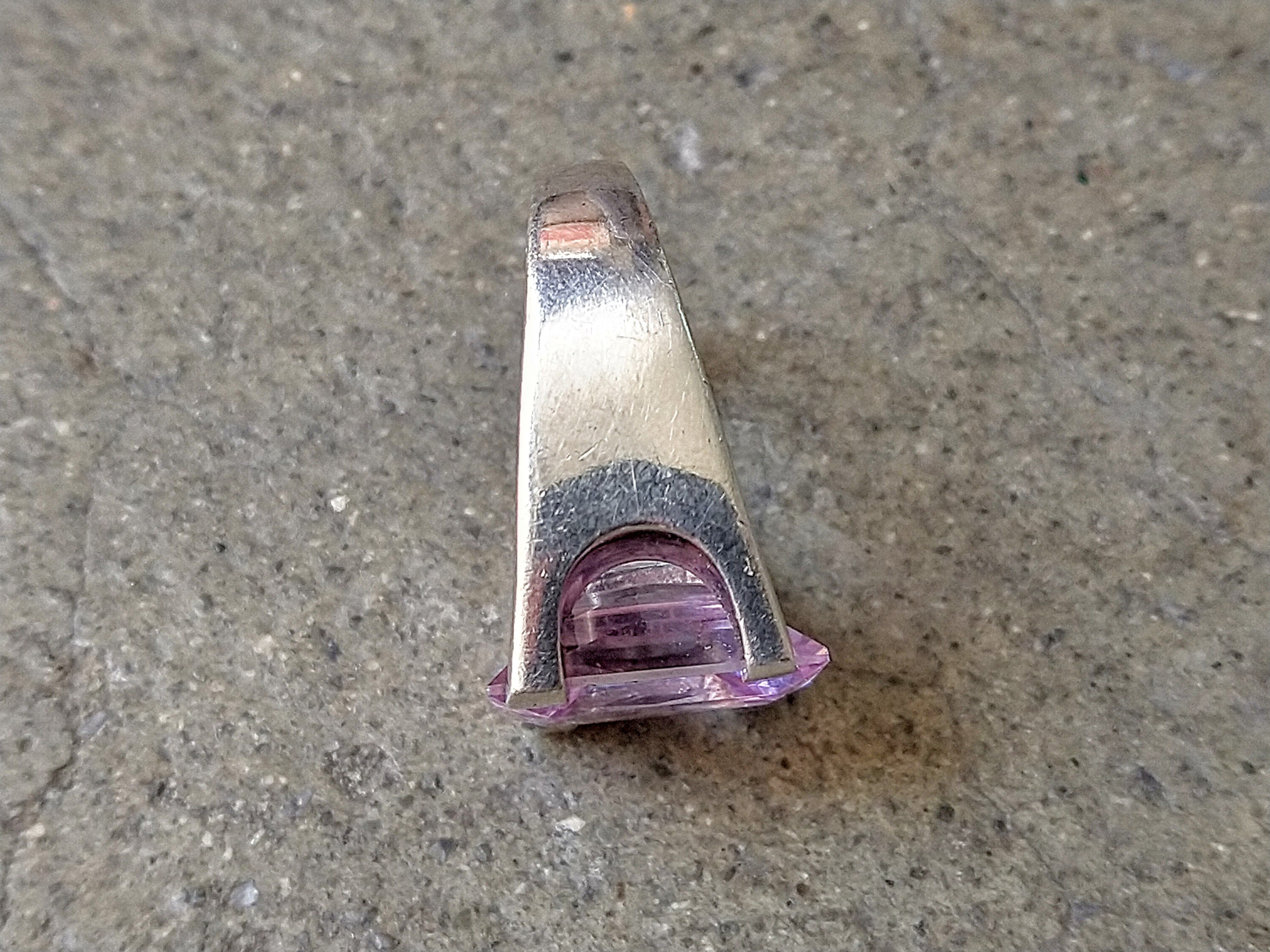 Jewelry Sterling Silver Ring 7.75 Purple CZ Emerald Cut Rectangle Size ONE SIZE - 12 Thumbnail