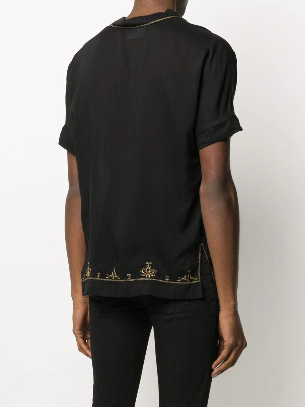 Saint Laurent Paris Saint Laurent Lamé Embroidered Tunic - Black Satin Voile Size US XL / EU 56 / 4 - 4 Thumbnail