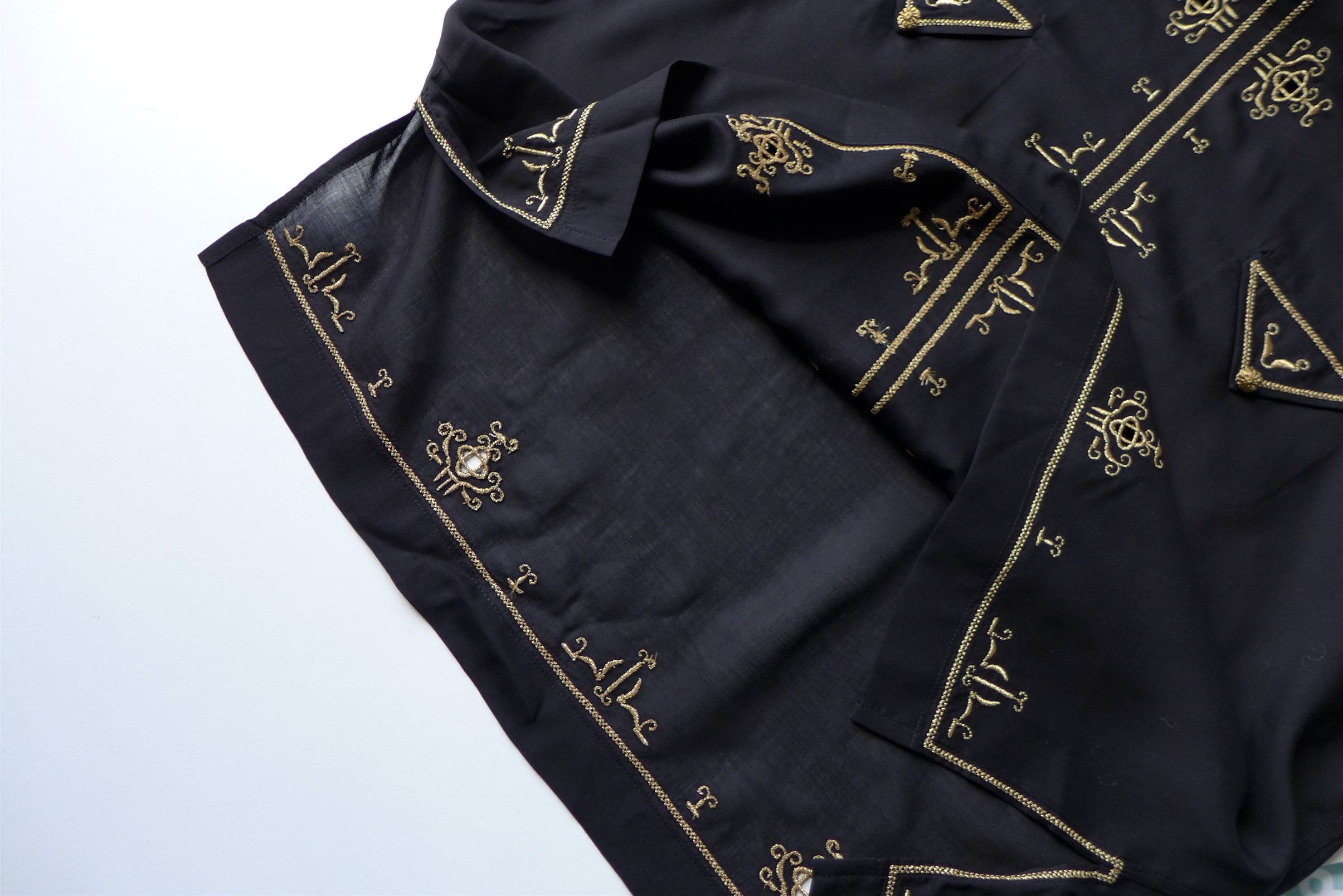 Saint Laurent Paris Saint Laurent Lamé Embroidered Tunic - Black Satin Voile Size US XL / EU 56 / 4 - 14 Thumbnail