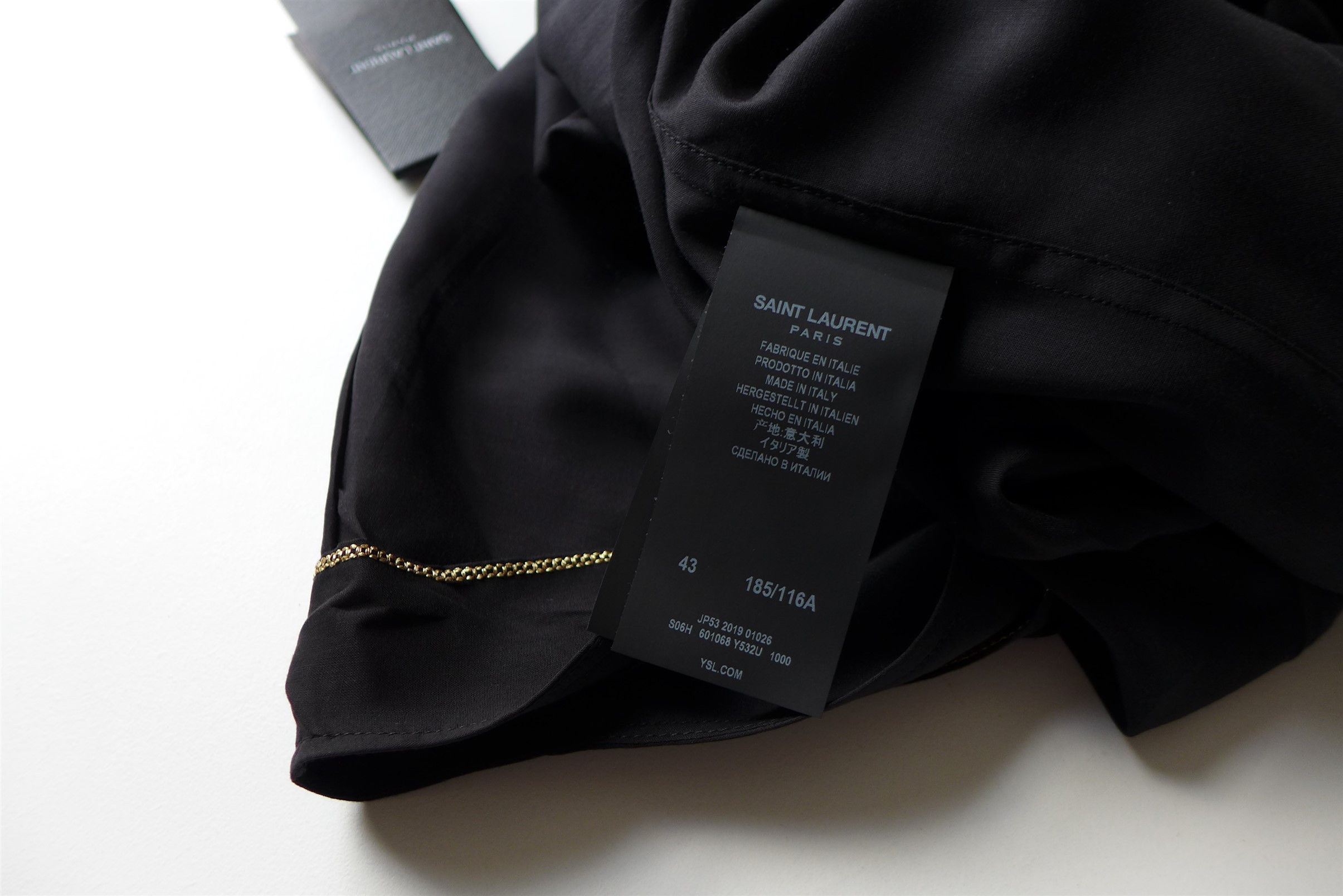Saint Laurent Paris Saint Laurent Lamé Embroidered Tunic - Black Satin Voile Size US XL / EU 56 / 4 - 16 Thumbnail