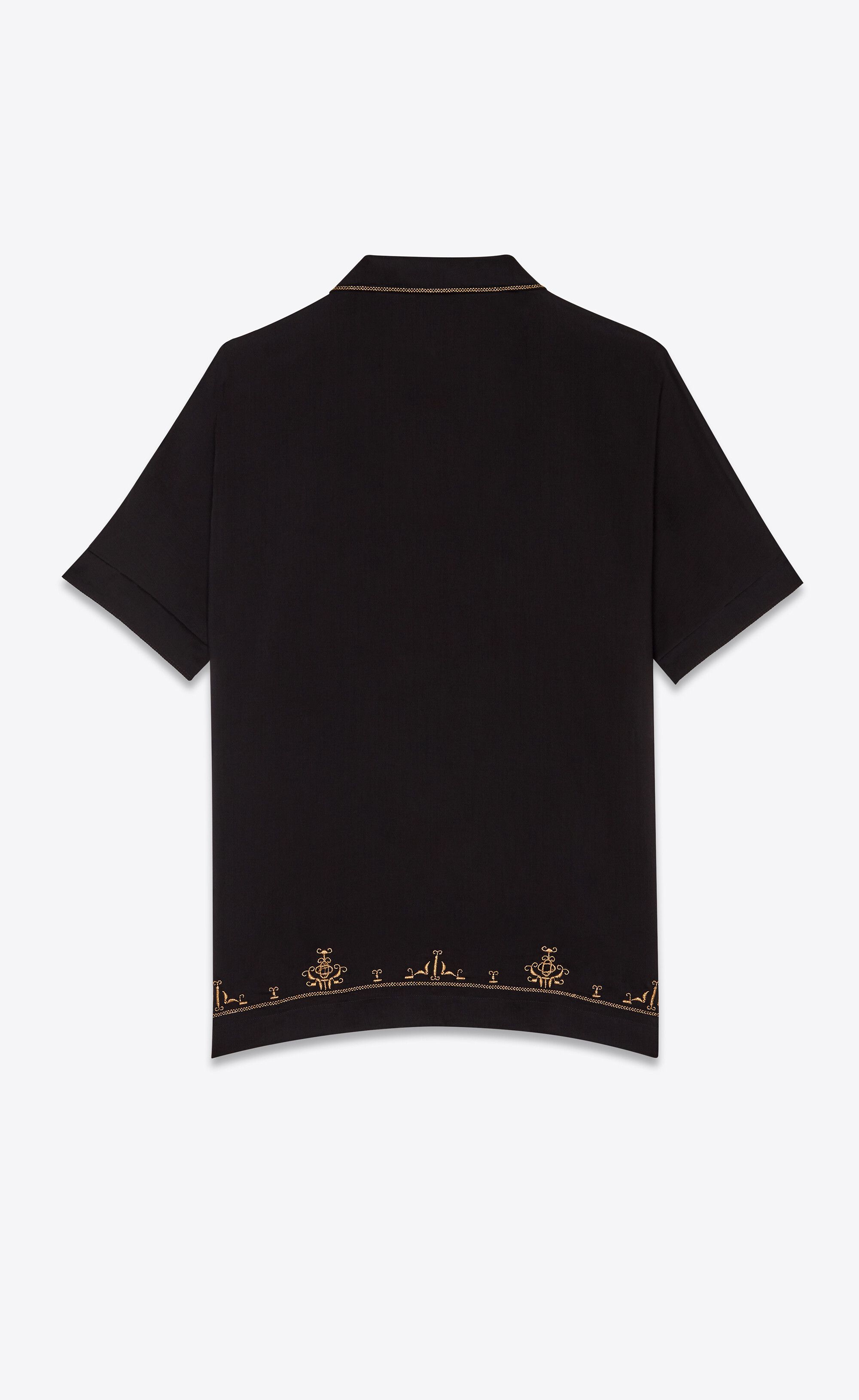 Saint Laurent Paris Saint Laurent Lamé Embroidered Tunic - Black Satin Voile Size US XL / EU 56 / 4 - 8 Thumbnail