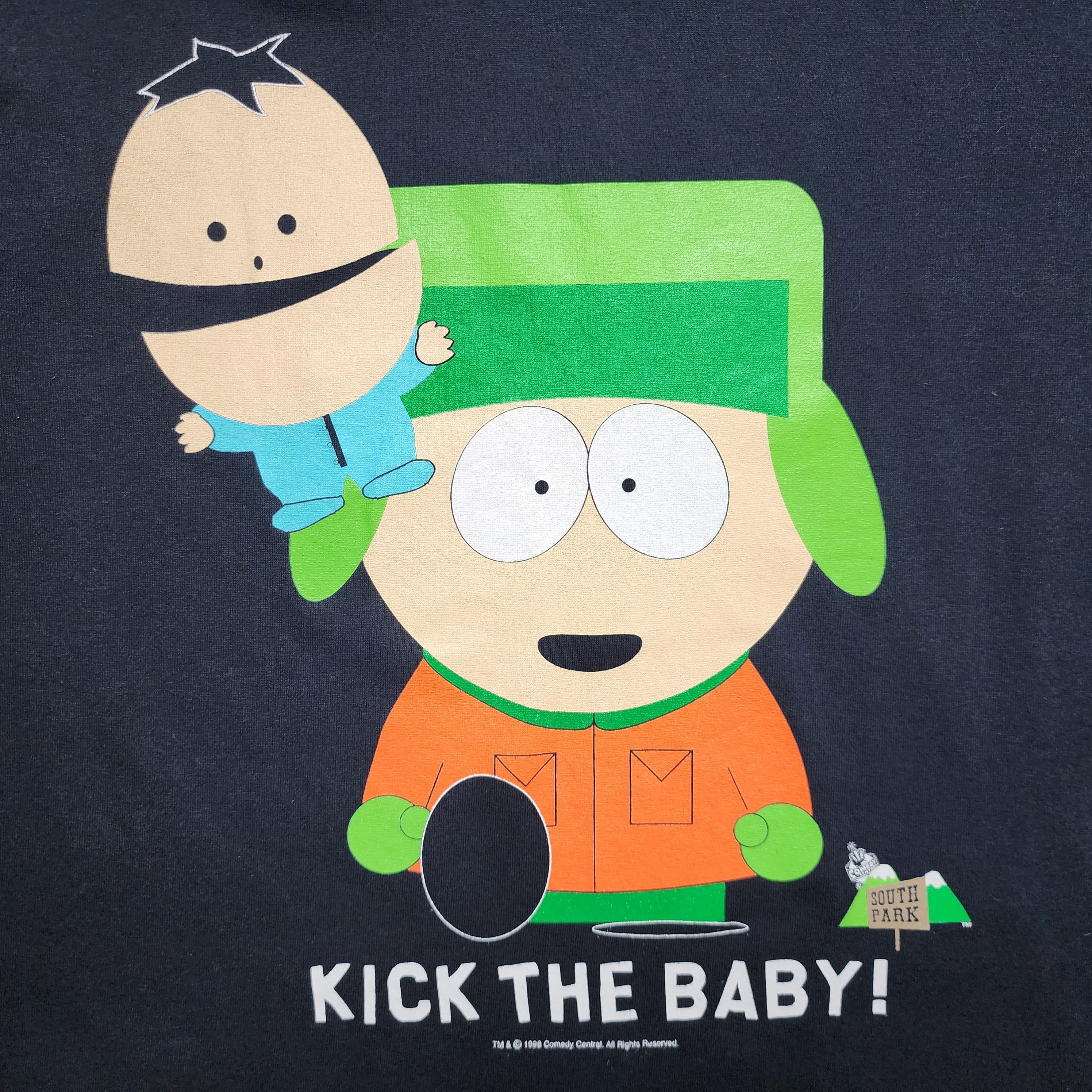 Vintage Vintage - 1998 South Park "Kick The Baby" TShirt Size US M / EU 48-50 / 2 - 3 Thumbnail