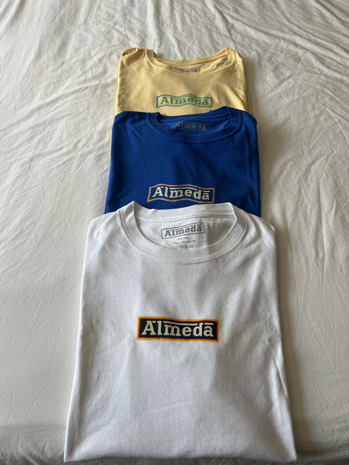 Other Almeda Club Brooklyn box logo tees White, Yellow, Blue XXL