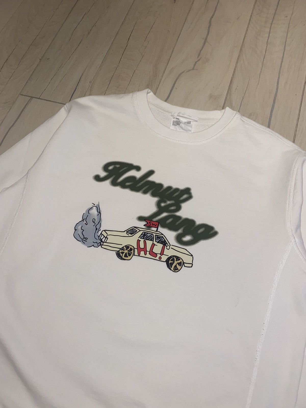 Helmut Lang × Saintwoods Helmut Lang X Saintwoods Big Taxi Logo White Crewneck Size US S / EU 44-46 / 1 - 5 Thumbnail