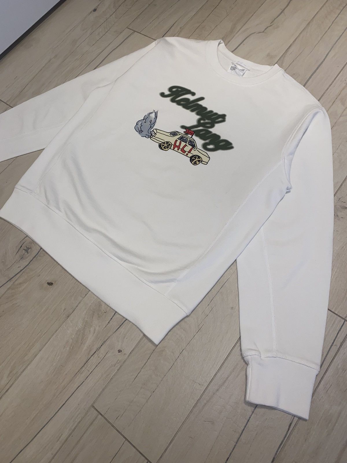 Helmut Lang × Saintwoods Helmut Lang X Saintwoods Big Taxi Logo White Crewneck Size US S / EU 44-46 / 1 - 3 Thumbnail