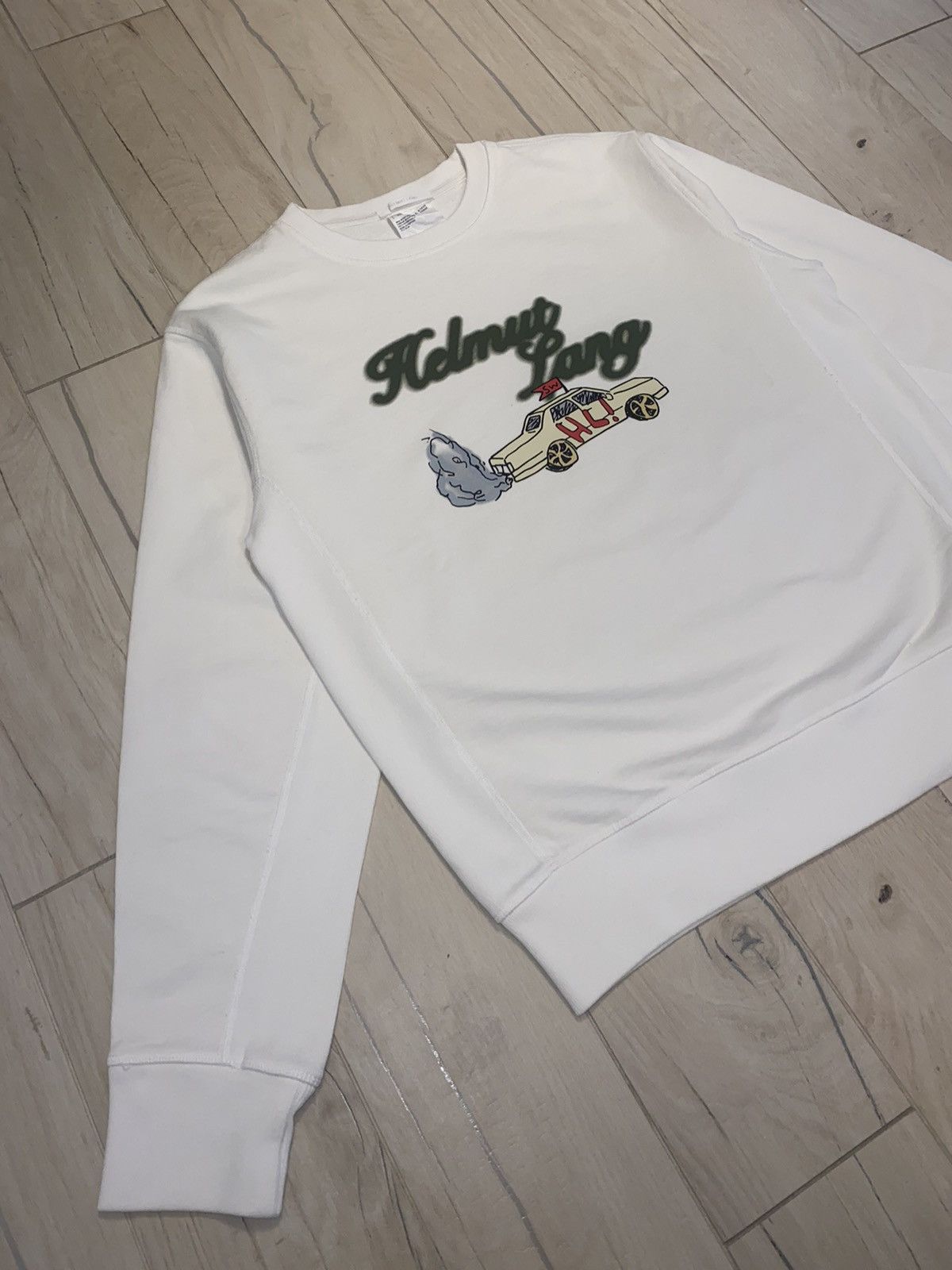 Helmut Lang × Saintwoods Helmut Lang X Saintwoods Big Taxi Logo White Crewneck Size US S / EU 44-46 / 1 - 4 Thumbnail