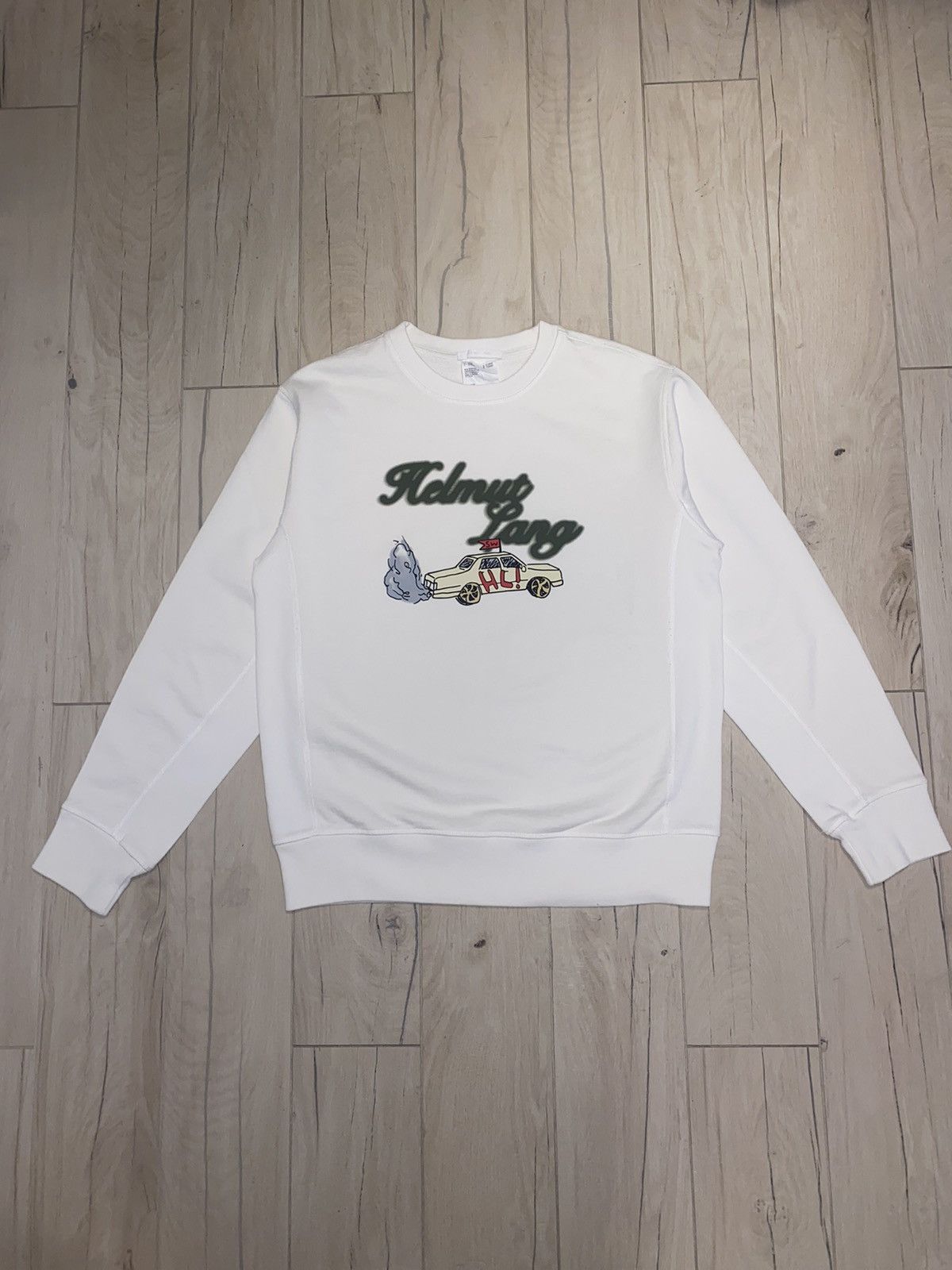 Helmut Lang × Saintwoods Helmut Lang X Saintwoods Big Taxi Logo White Crewneck Size US S / EU 44-46 / 1 - 2 Thumbnail