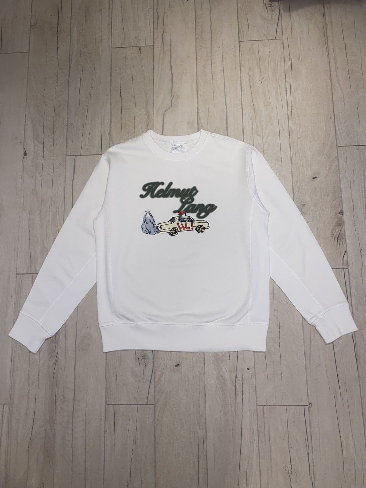 Helmut Lang × Saintwoods Helmut Lang X Saintwoods Big Taxi Logo White Crewneck Size US S / EU 44-46 / 1 - 1 Thumbnail