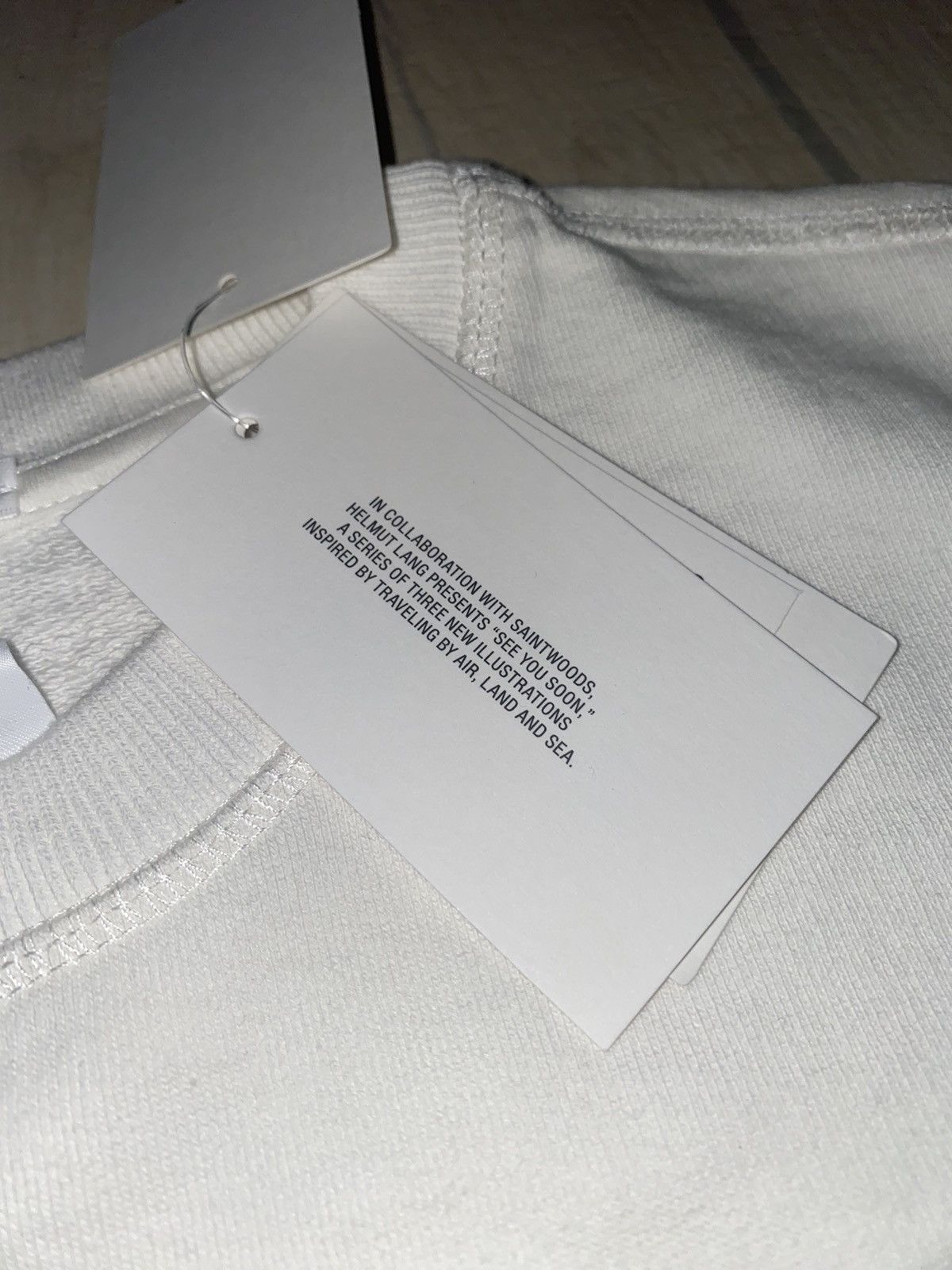 Helmut Lang × Saintwoods DSWT! Helmut Lang X Saintwoods Big Taxi Logo White Crewneck Size US L / EU 52-54 / 3 - 11 Thumbnail
