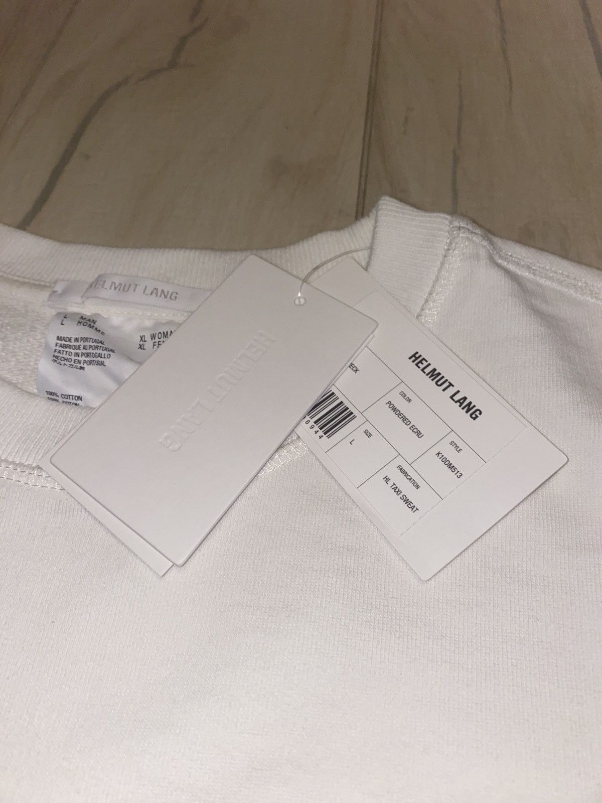 Helmut Lang × Saintwoods DSWT! Helmut Lang X Saintwoods Big Taxi Logo White Crewneck Size US L / EU 52-54 / 3 - 10 Thumbnail