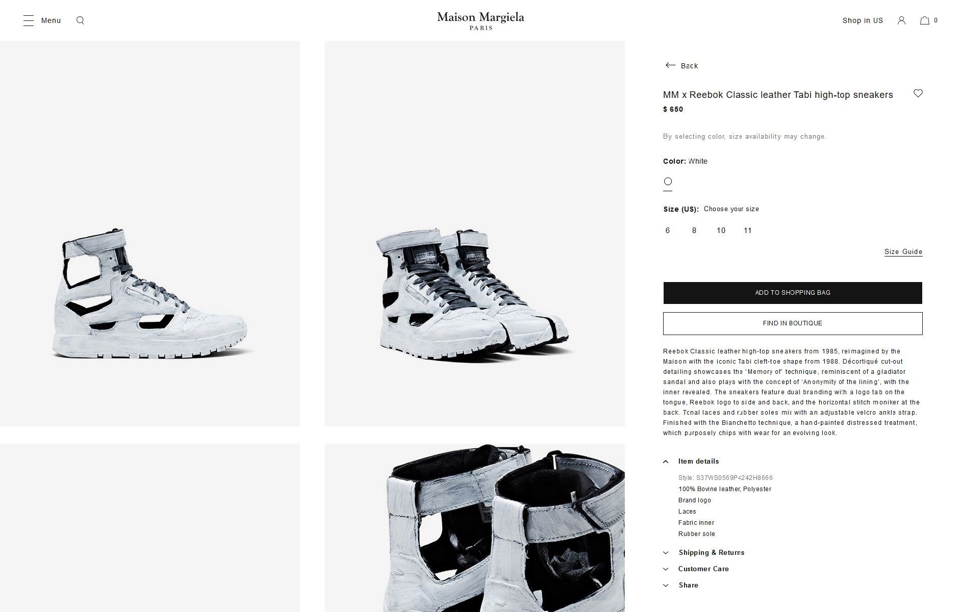 Maison Margiela × Reebok Margiela x Reebok Gladiator Sneakers - Hand Painted Leather Size US 10 / EU 43 - 6 Thumbnail