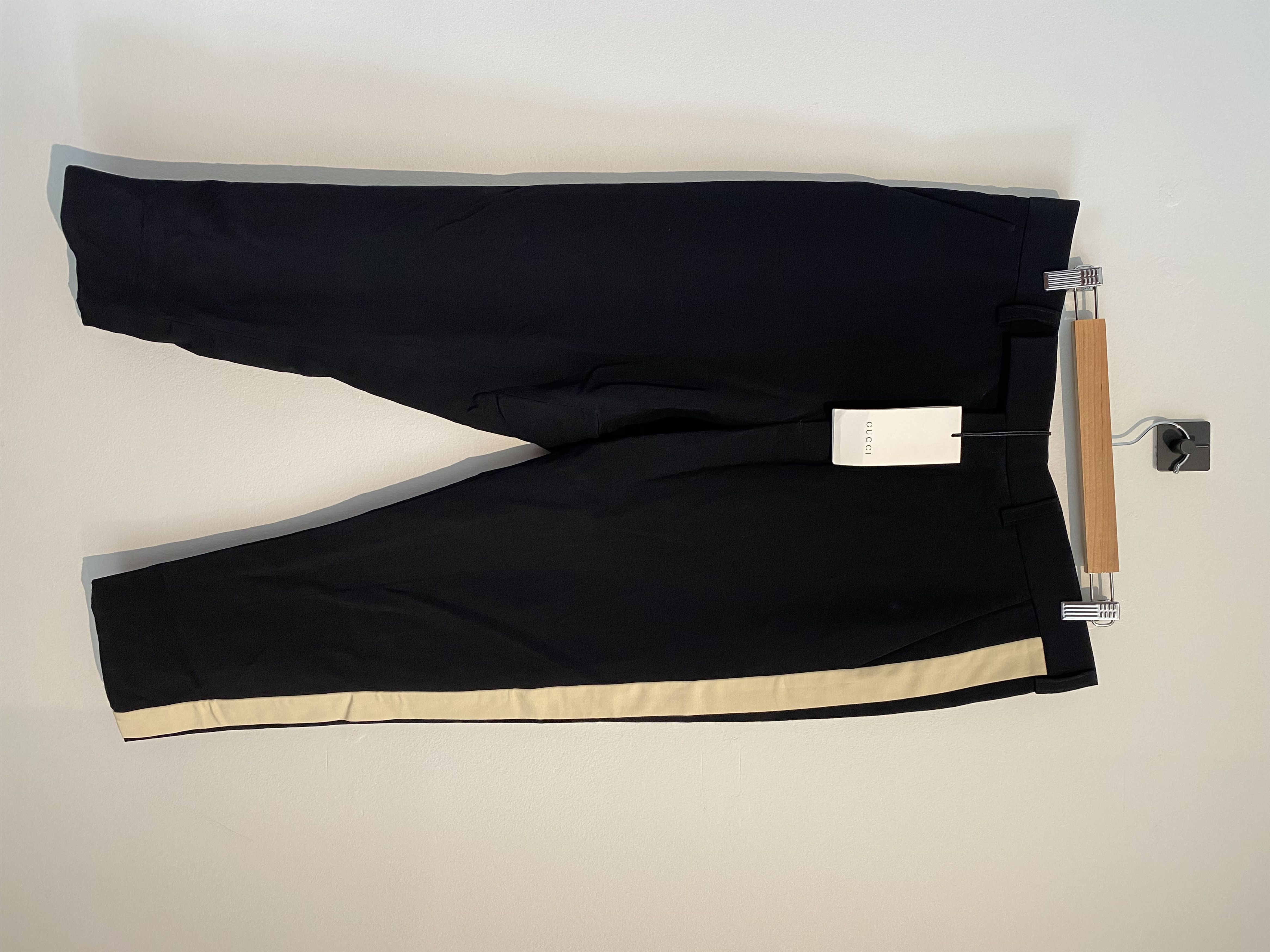 image of Gucci Wool Contrast Trousers in Black, Men's (Size 34)