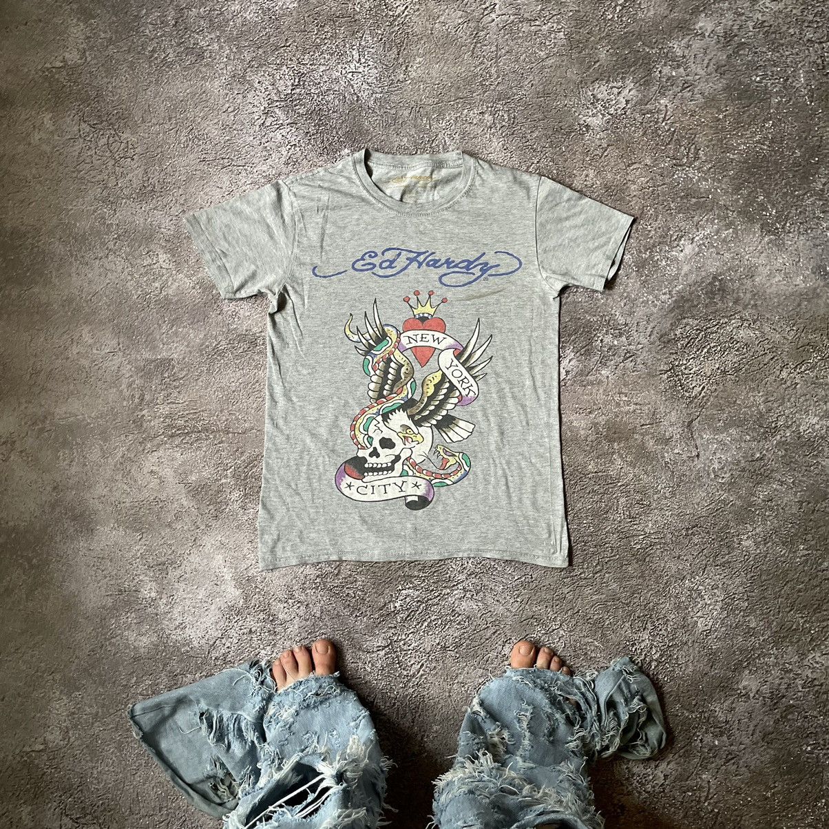 Vintage Y2K ED HARDY TEE AUDIGER SKULLS FACE PROMO Tee 90s