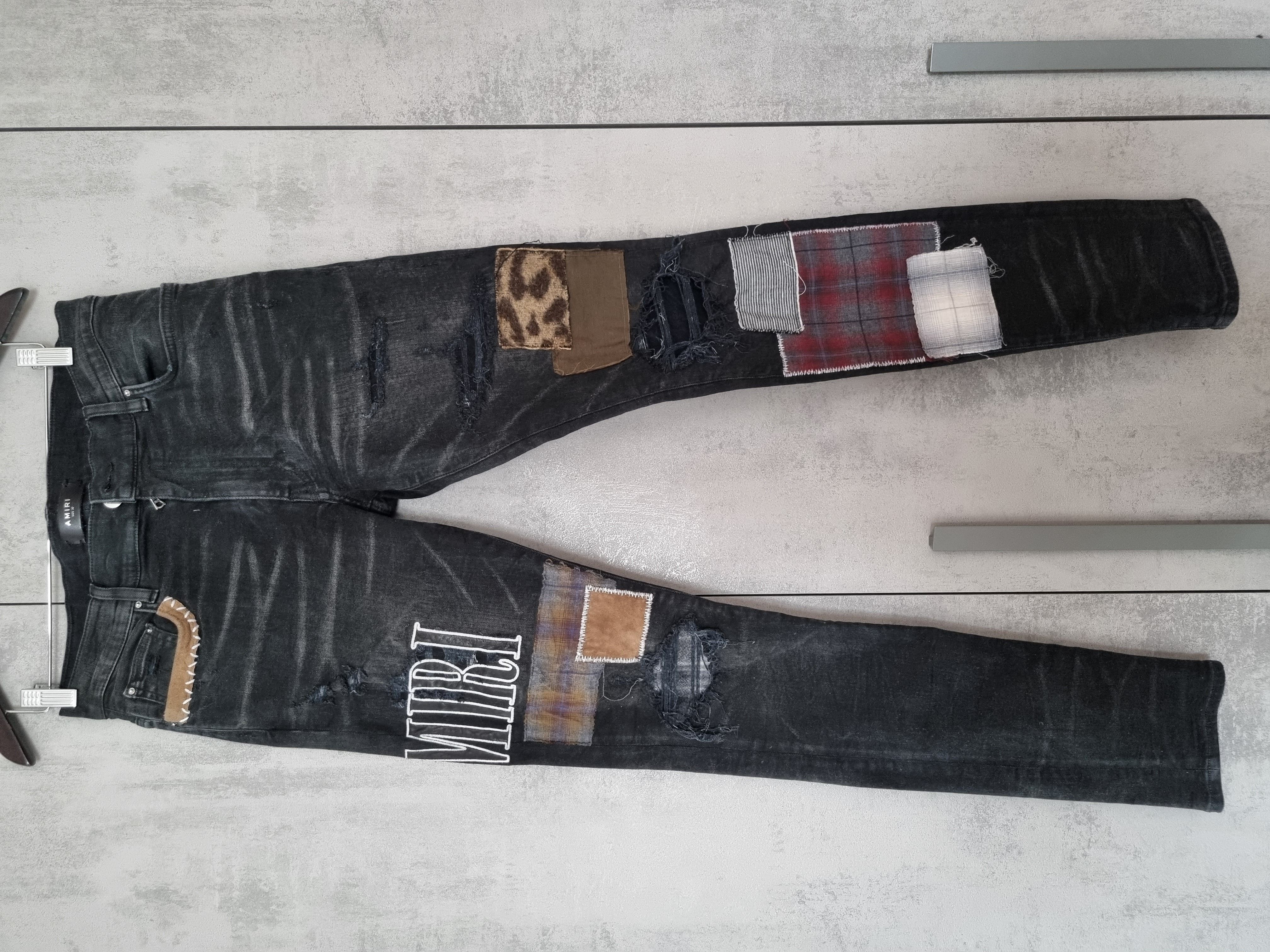 Pre-owned Amiri Grunge Patch Jeans In Aged Black