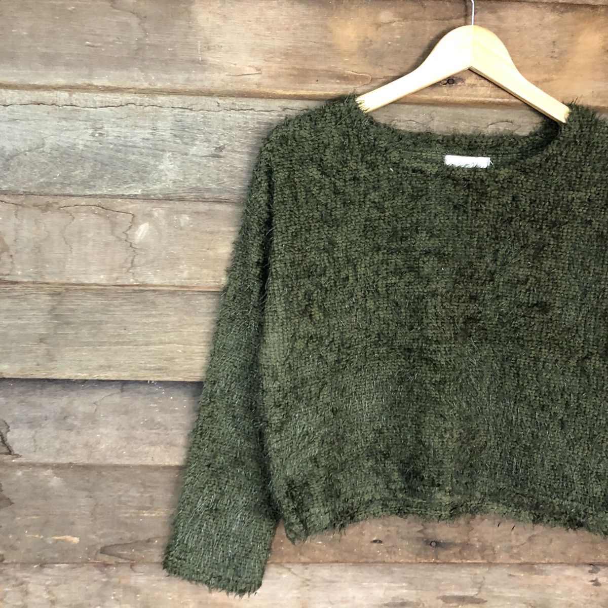 Homespun Knitwear DL Fun Green Mohair Shag Shaggy Knitwear #B642 Size S / US 4 / IT 40 - 7 Thumbnail