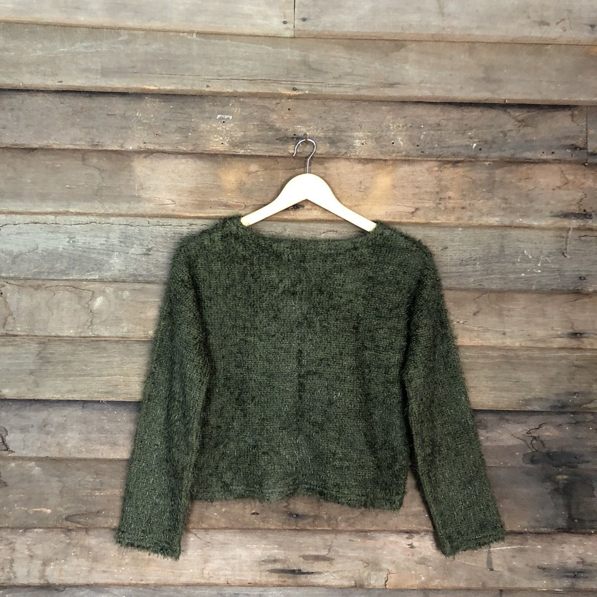 Homespun Knitwear DL Fun Green Mohair Shag Shaggy Knitwear #B642 Size S / US 4 / IT 40 - 12 Thumbnail