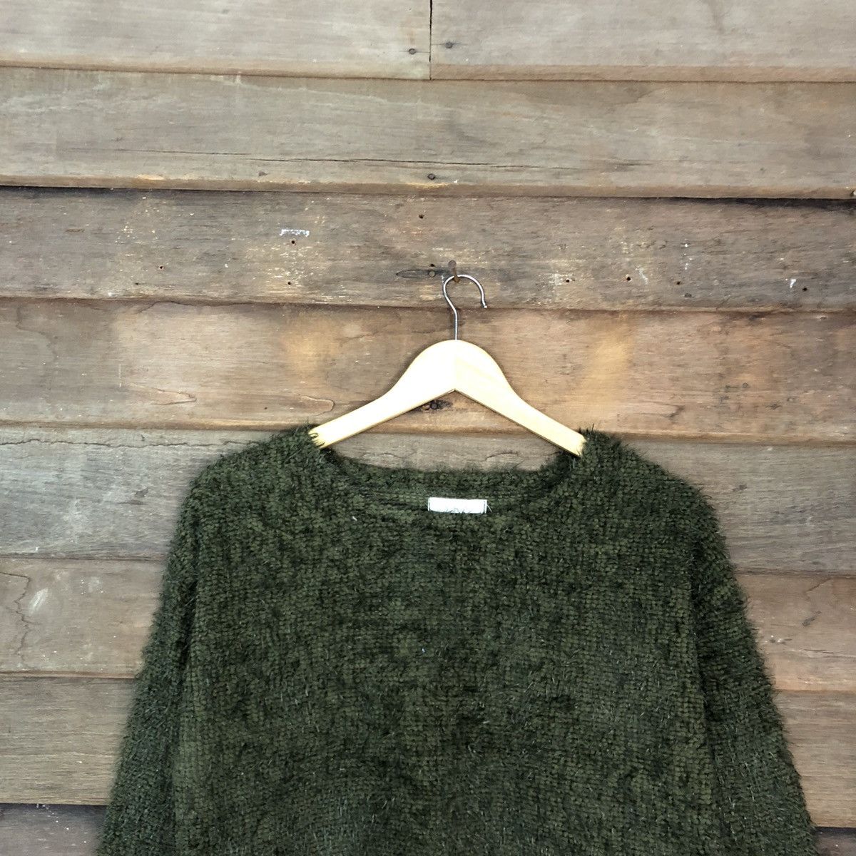 Homespun Knitwear DL Fun Green Mohair Shag Shaggy Knitwear #B642 Size S / US 4 / IT 40 - 2 Thumbnail