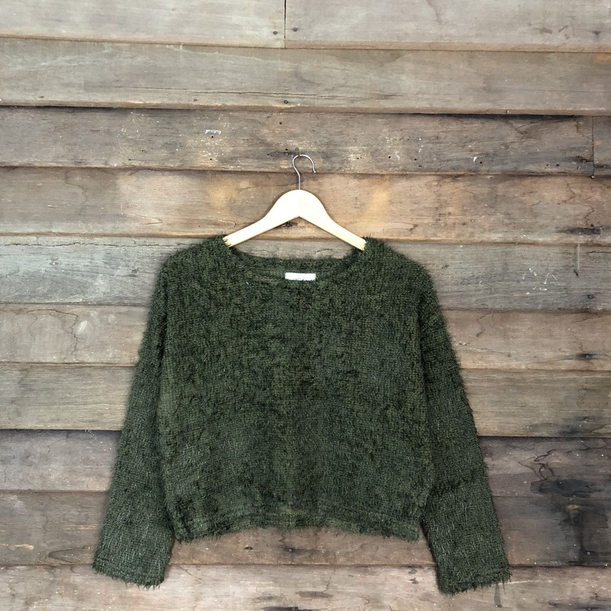 Homespun Knitwear DL Fun Green Mohair Shag Shaggy Knitwear #B642 Size S / US 4 / IT 40 - 3 Thumbnail
